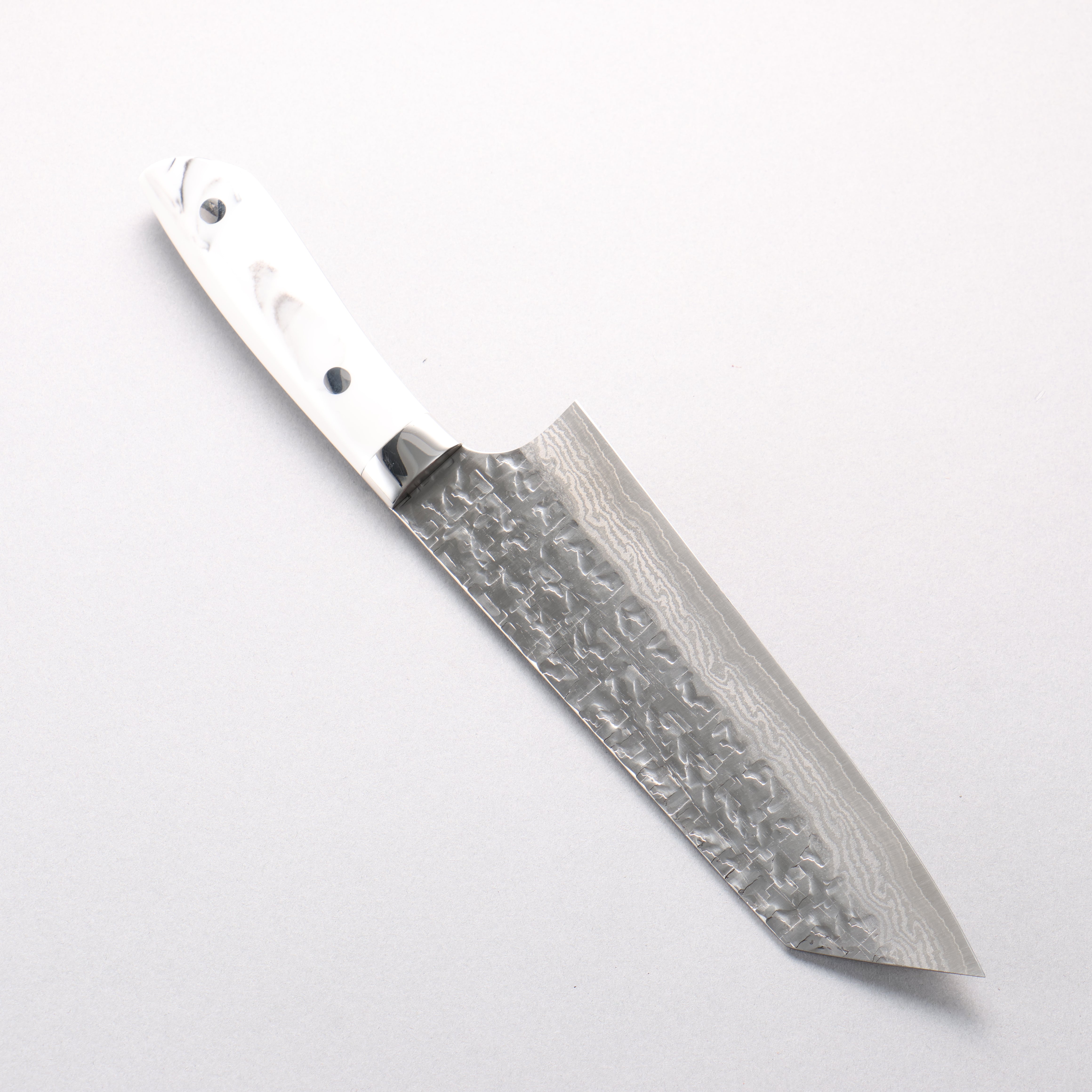 Takeshi Saji SRS13 Hammered Damascus Cross Bunka 180mm Cloud Pattern Corian Handle - Seisuke Knife