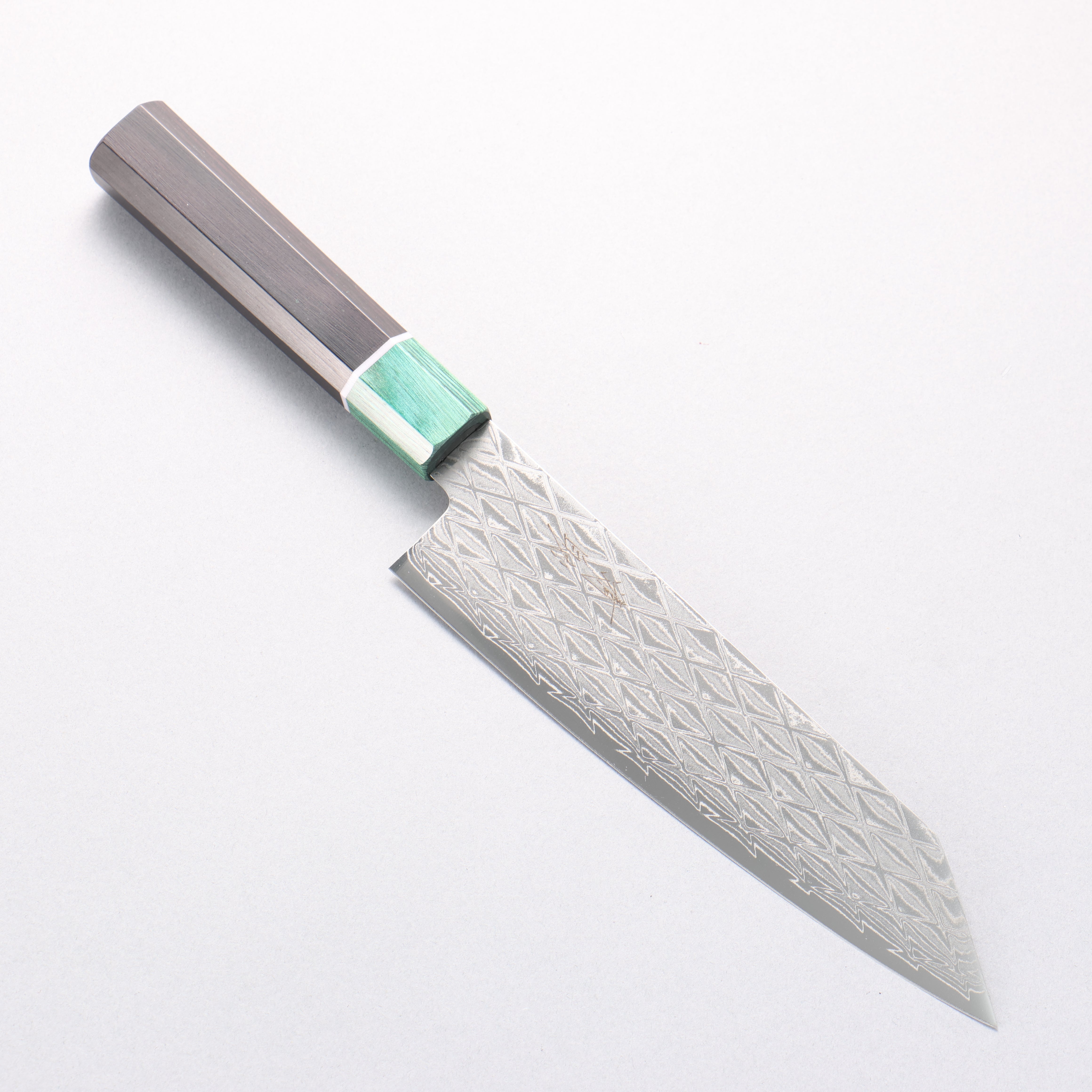 Seisuke AUS10 Mirror Crossed Kiritsuke Santoku 180mm Black & Green Pakkawood Handle - Seisuke Knife
