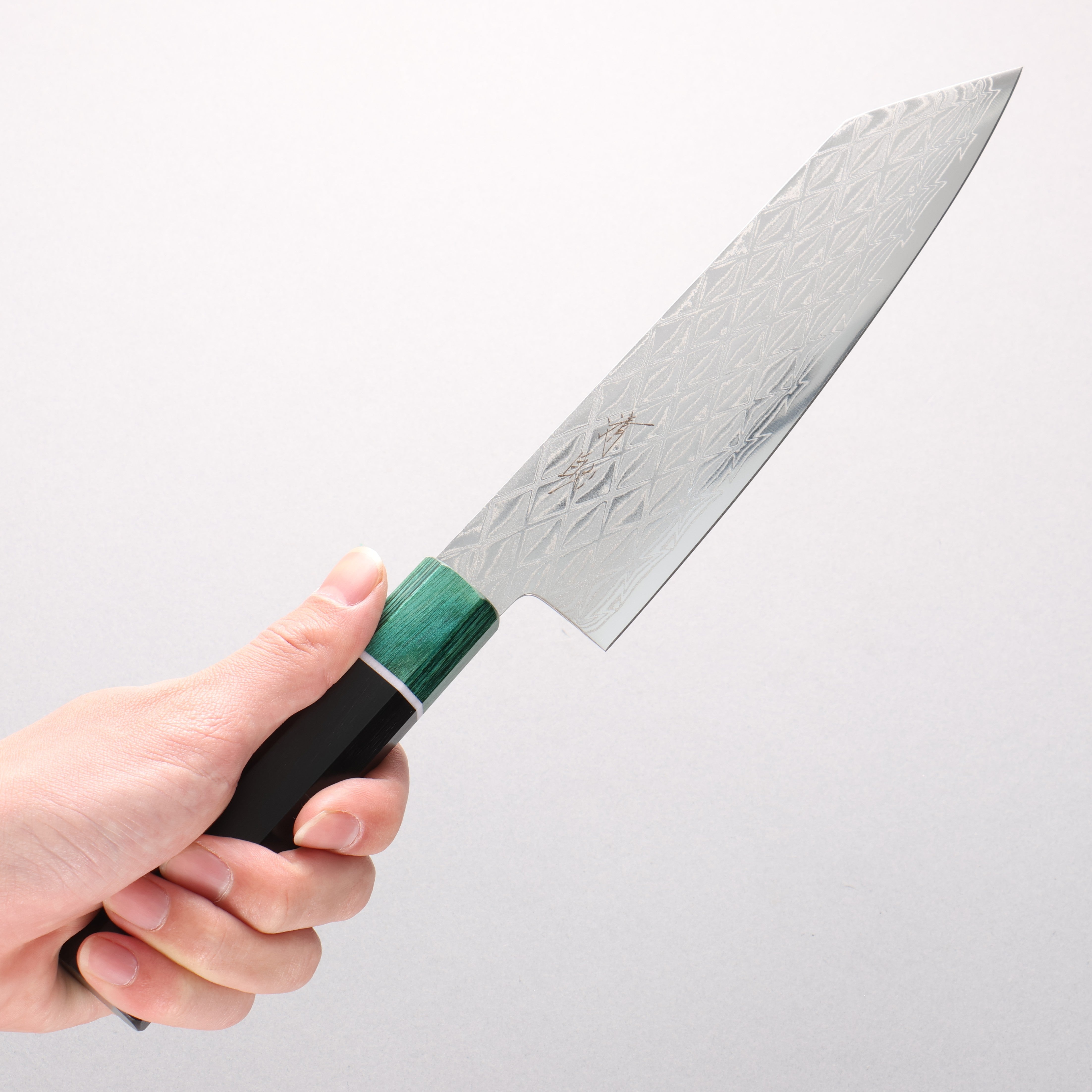 Seisuke AUS10 Mirror Crossed Kiritsuke Santoku 180mm Black & Green Pakkawood Handle - Seisuke Knife