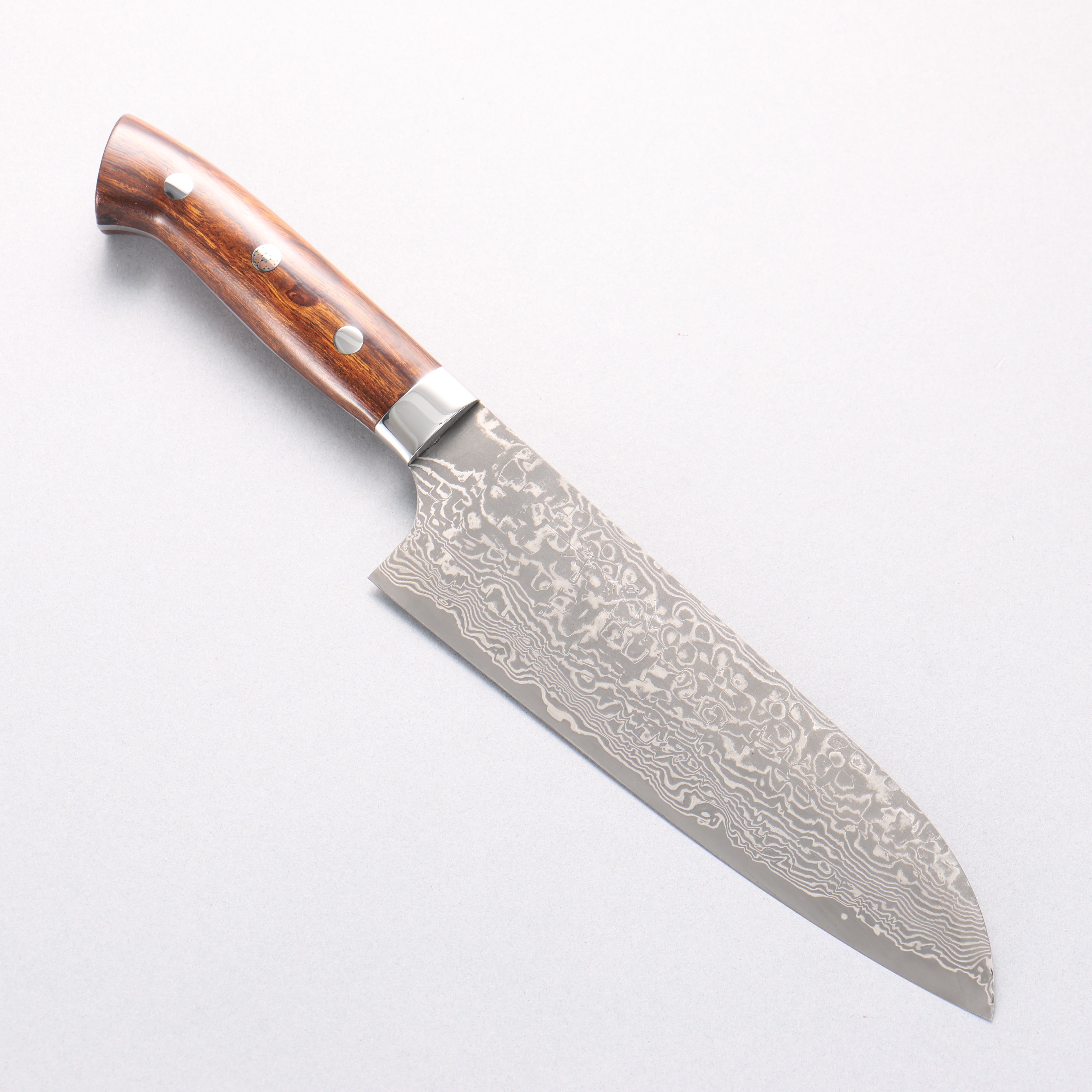 Takeshi Saji SG2 Black Damascus Santoku 180mm Ironwood Handle - Seisuke Knife