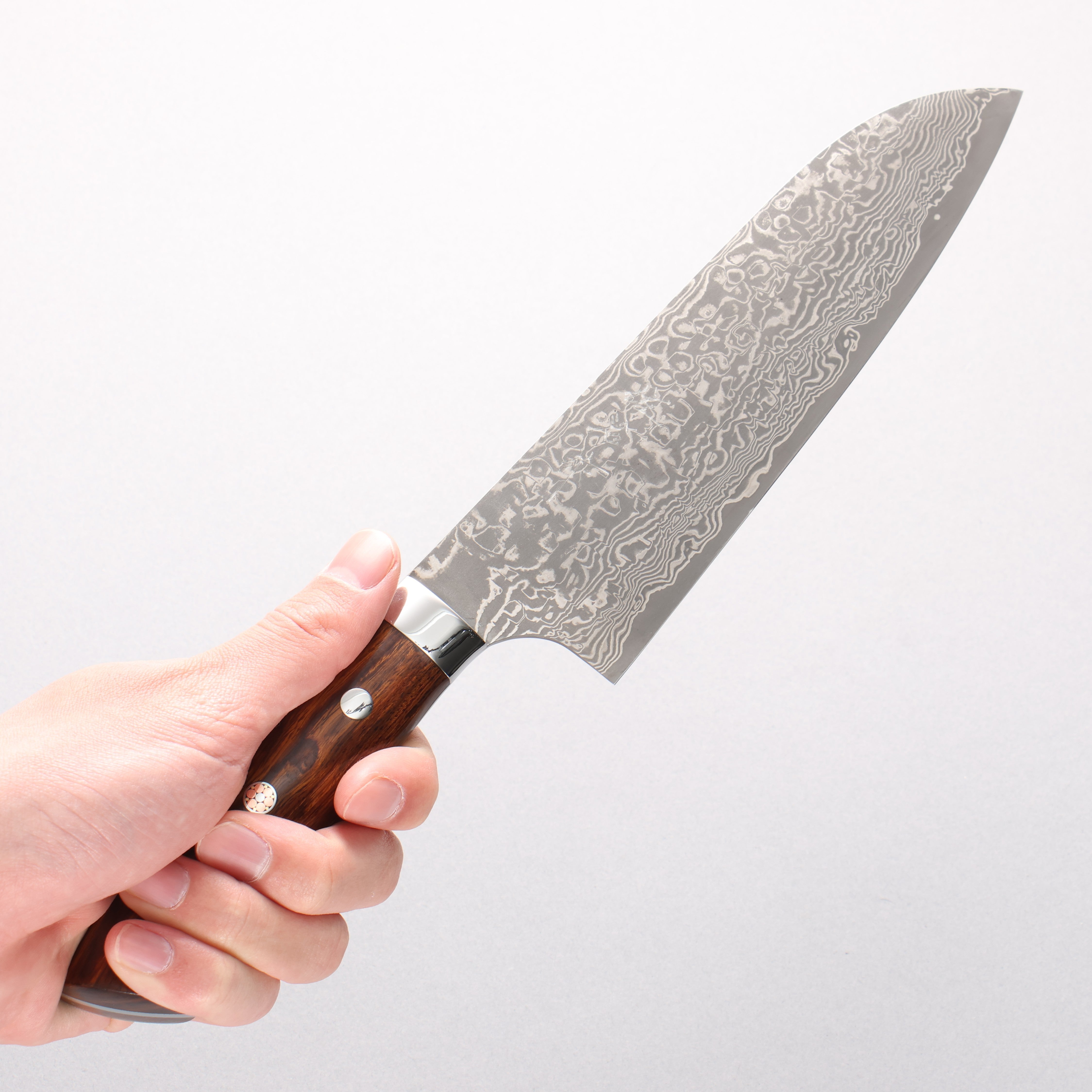 Takeshi Saji SG2 Black Damascus Santoku 180mm Ironwood Handle - Seisuke Knife