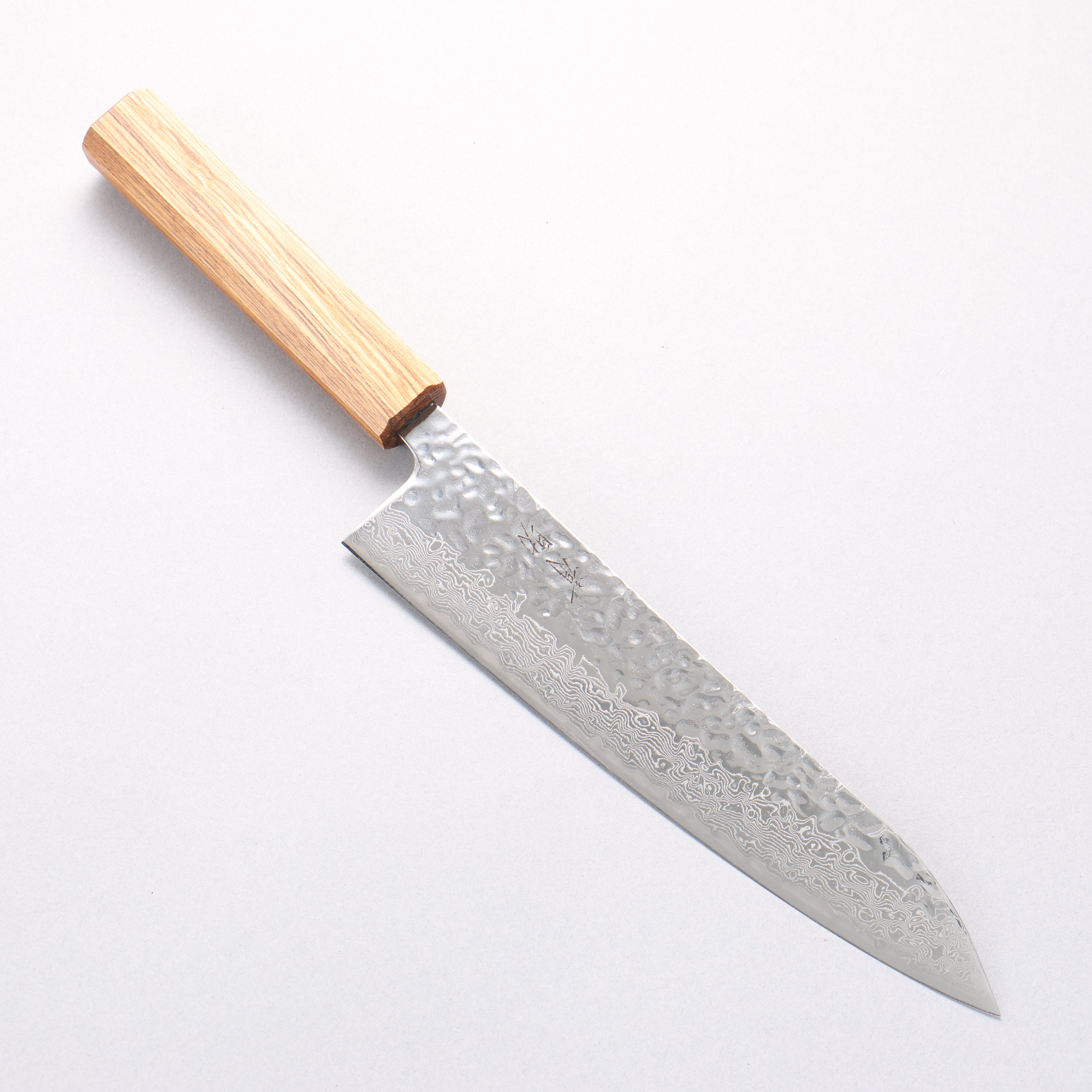 Seisuke Tsukikage AUS10 Migaki Hammered Damascus Gyuto 210mm Oak Handle - Seisuke Knife