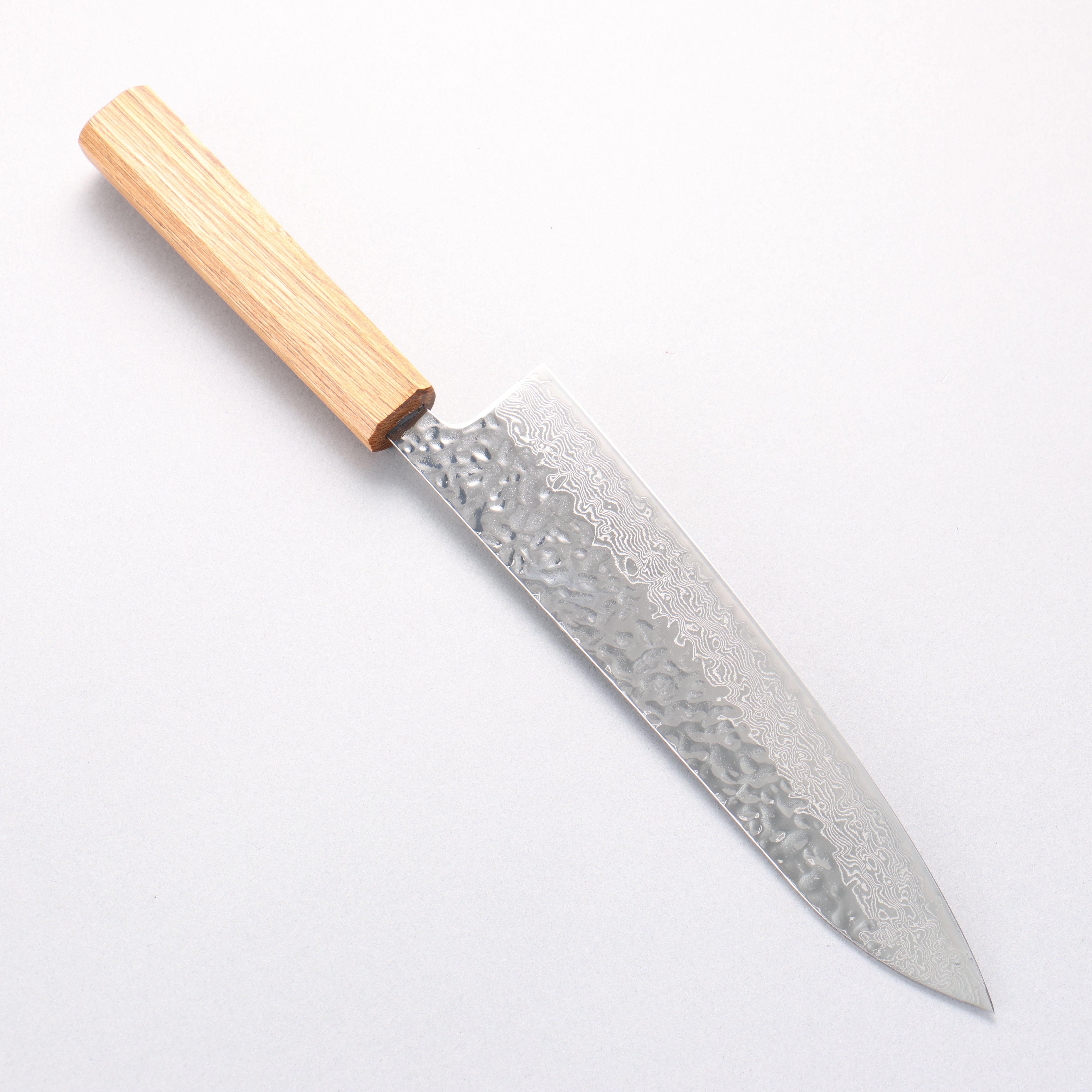 Seisuke Tsukikage AUS10 Migaki Hammered Damascus Gyuto 210mm Oak Handle - Seisuke Knife