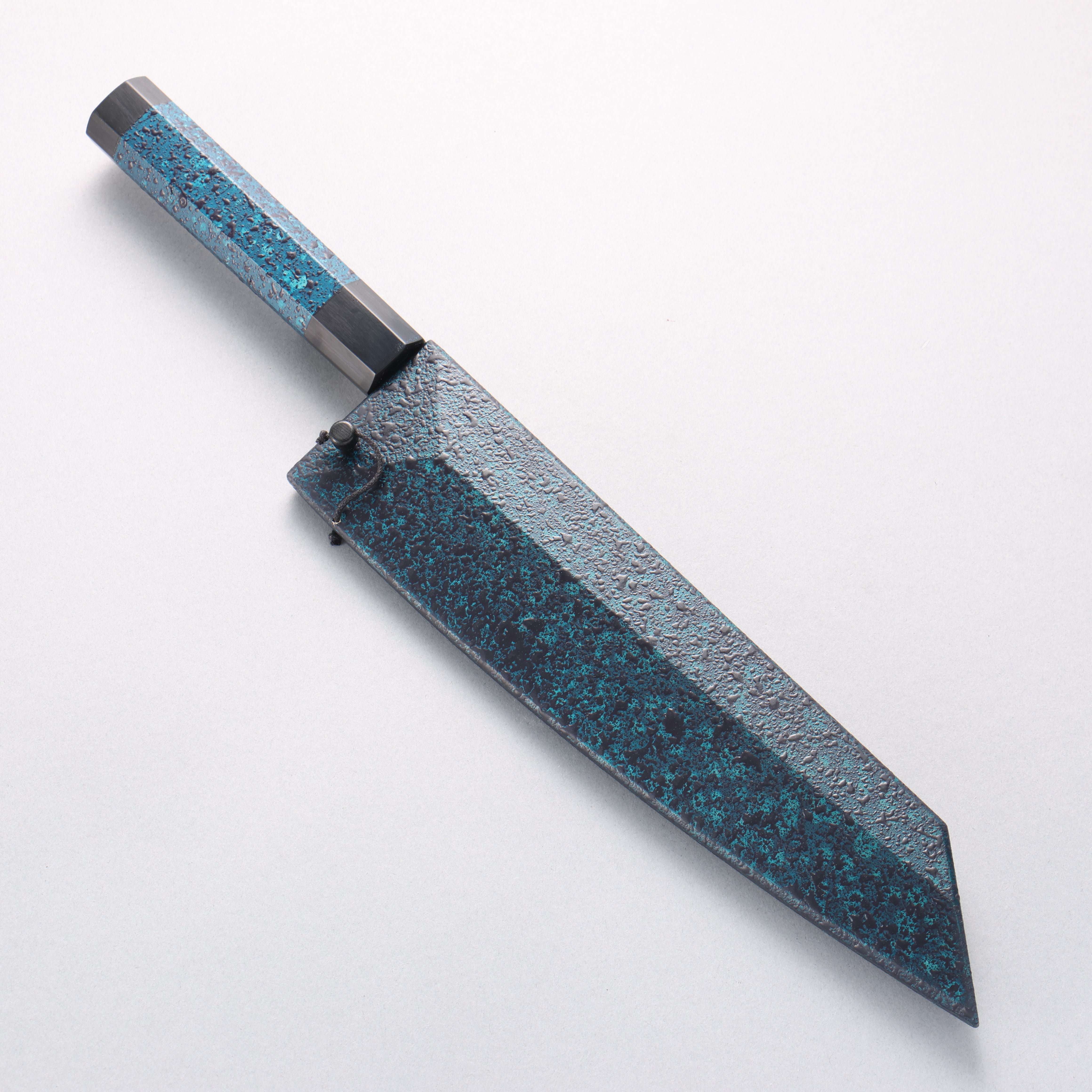 Yu Kurosaki Senko Ei Ai Tenmoku SG2 Hammered Gyuto 210mm Indigo Lacquered (Tenmoku) Handle with Sheath - Seisuke Knife