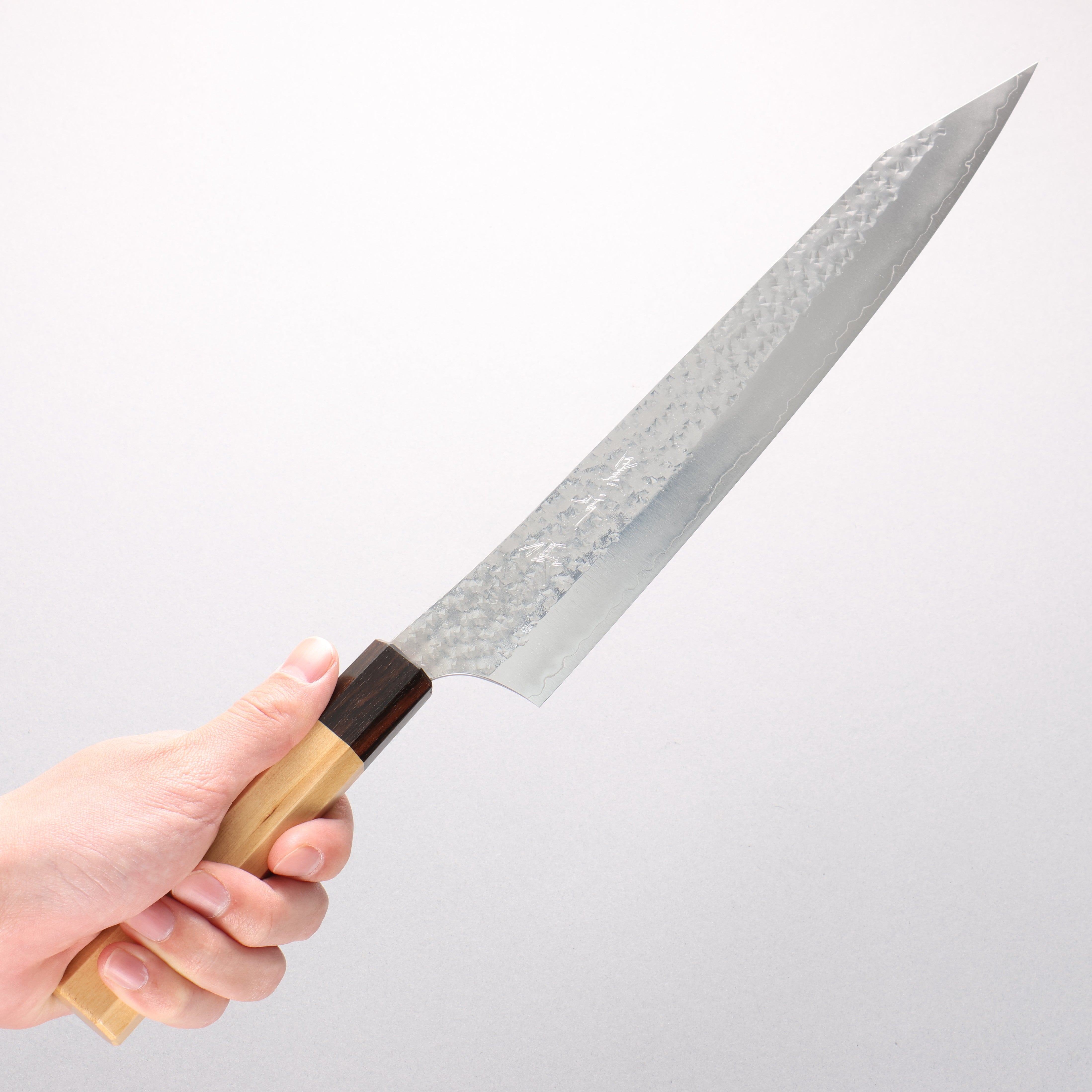 Yu Kurosaki Senko Ei SG2 Hammered Sujihiki 270mm Aomori Hiba���(Ferrule: Brown) Handle - Seisuke Knife