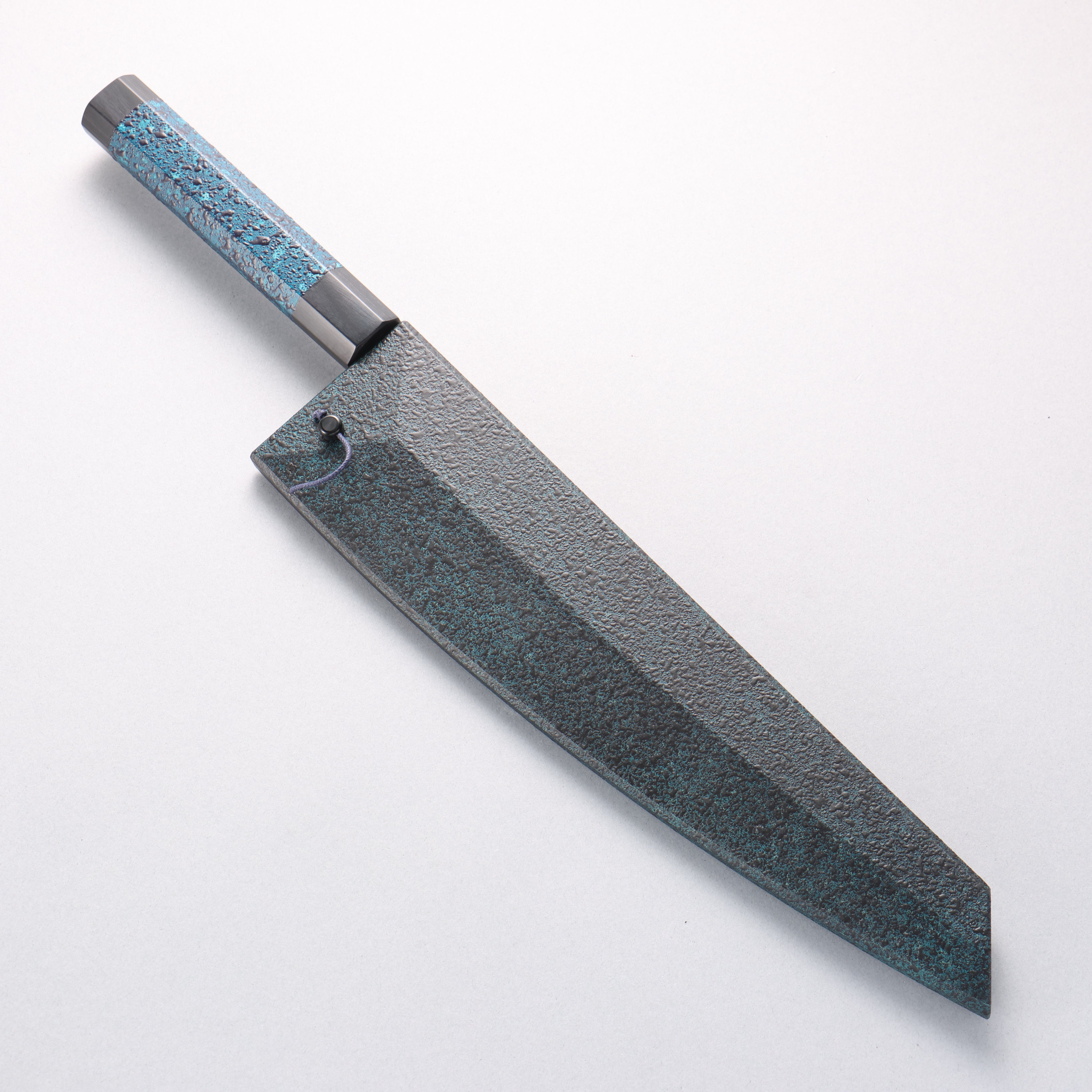 Yu Kurosaki Senko Ei Ai Tenmoku SG2 Hammered Gyuto 240mm Indigo Lacquered (Tenmoku) Handle with Sheath - Seisuke Knife