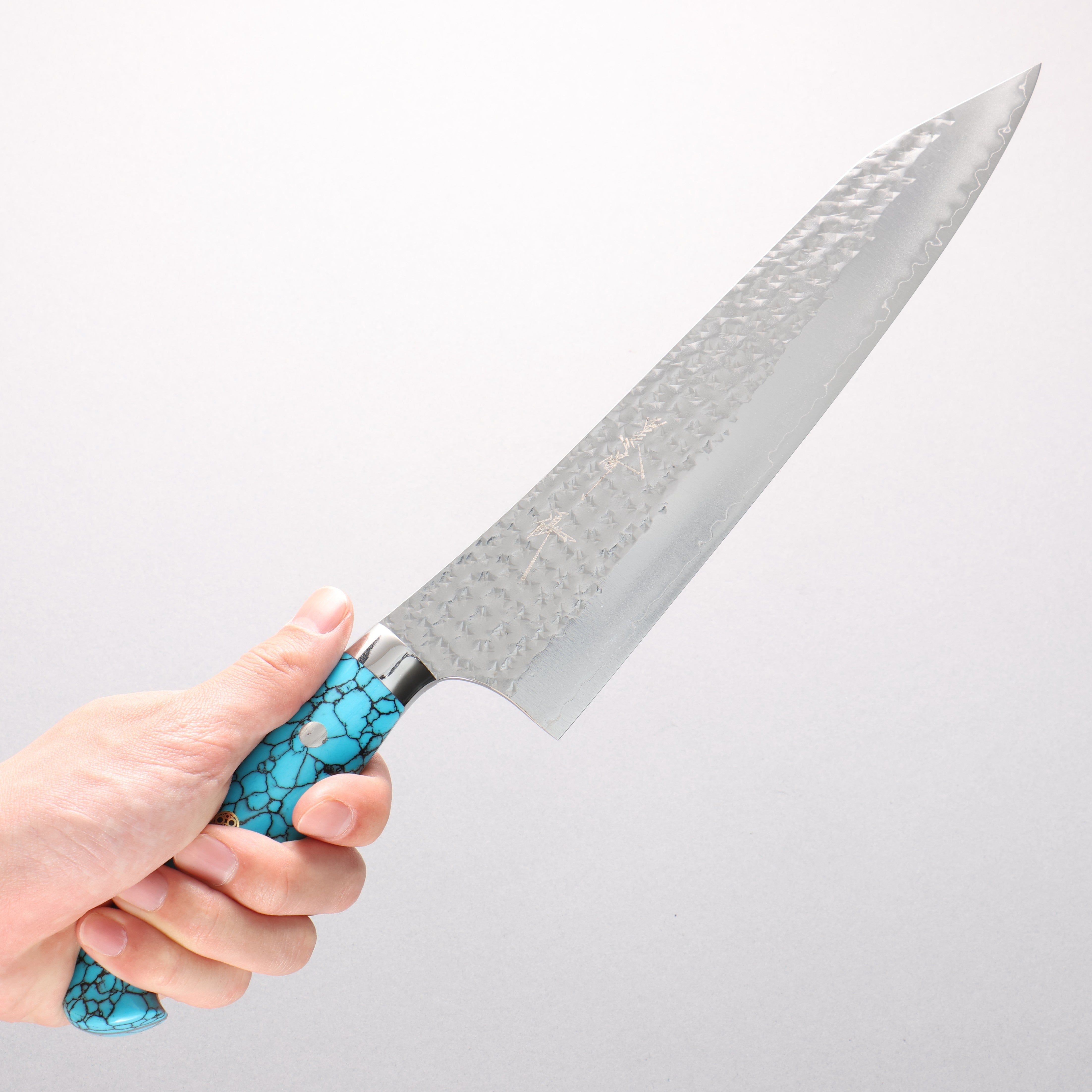 Yu Kurosaki Senko Ei SG2 Hammered Gyuto 240mm Turquoise Handle - Seisuke Knife
