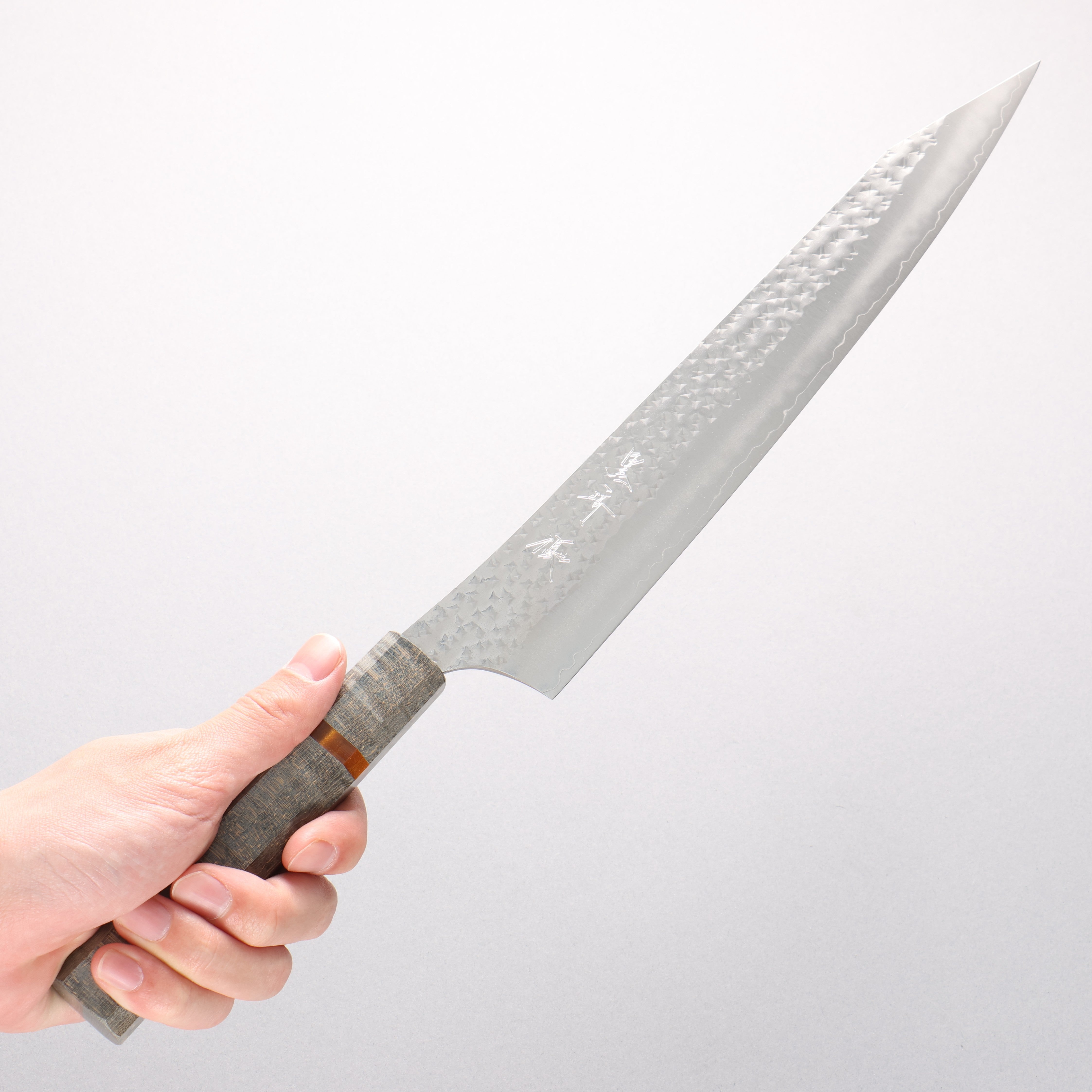 Yu Kurosaki Senko Ei SG2 Hammered Sujihiki 270mm Stabilized wood (With Acrylic Ring) Handle - Seisuke Knife