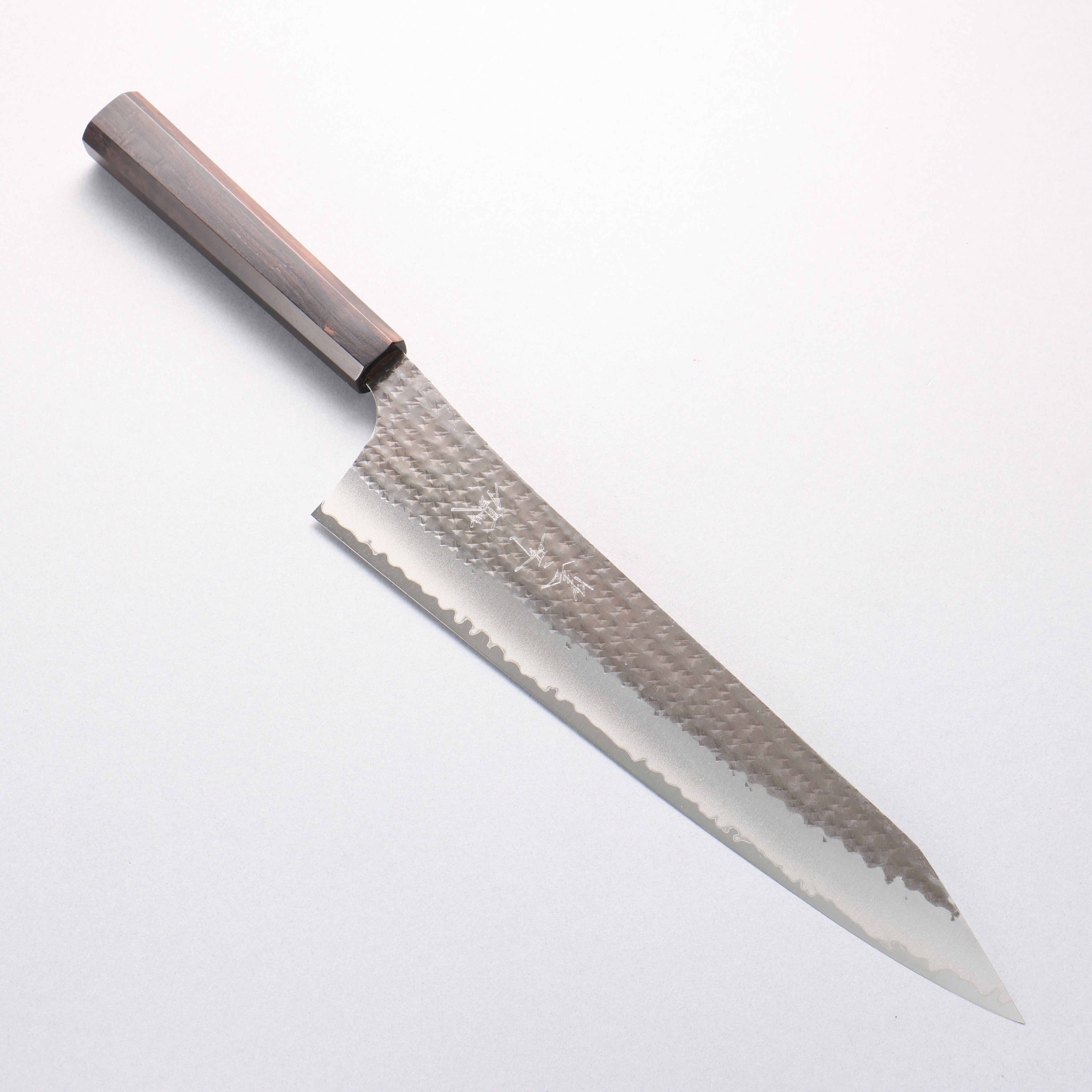 Yu Kurosaki Senko Ei Blue Super Hammered Black Finished Gyuto 270mm Ebony Wood Handle - Seisuke Knife