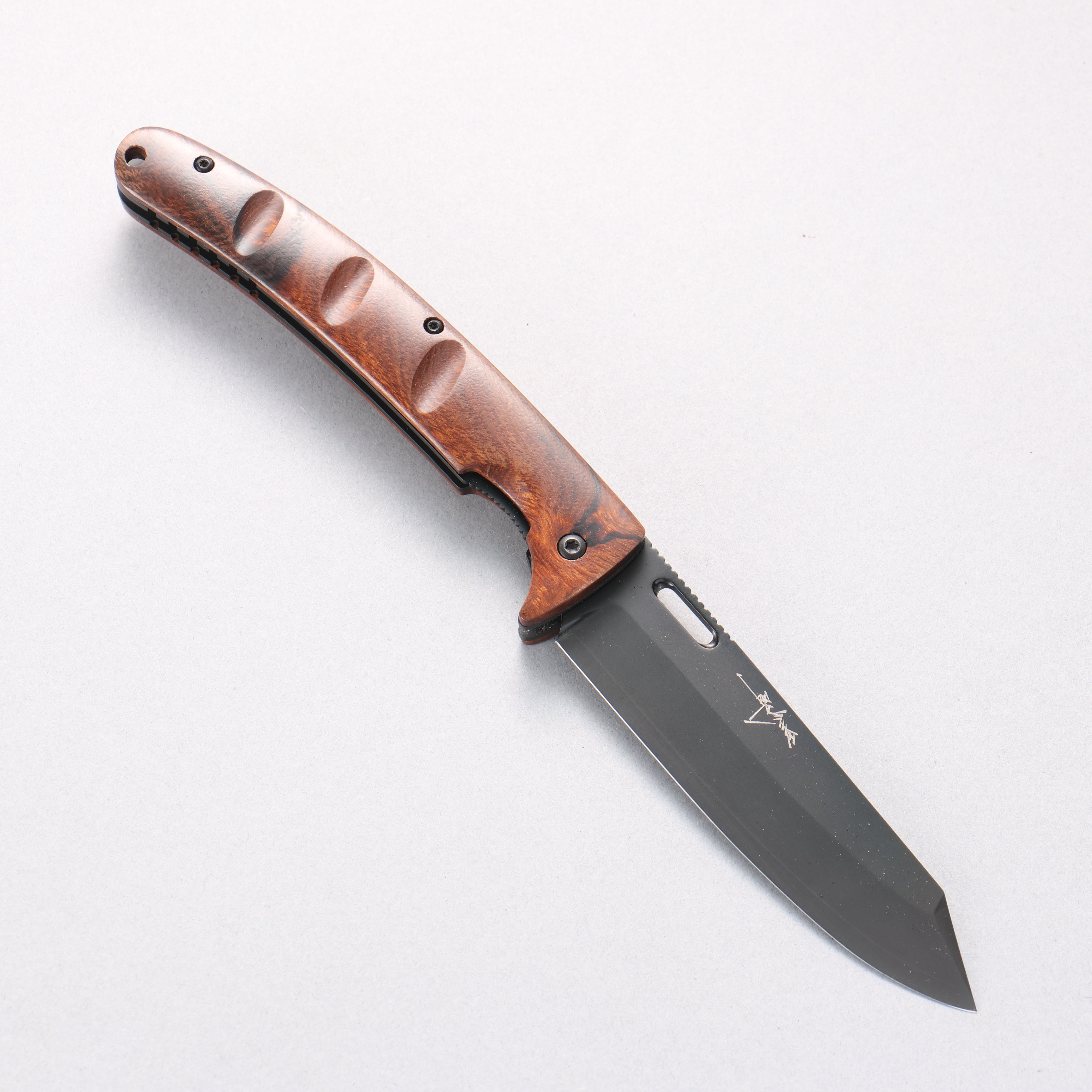 Yu Kurosaki SG2 Black Finished Pocket Knife 100mm Ironwood Handle - Seisuke Knife