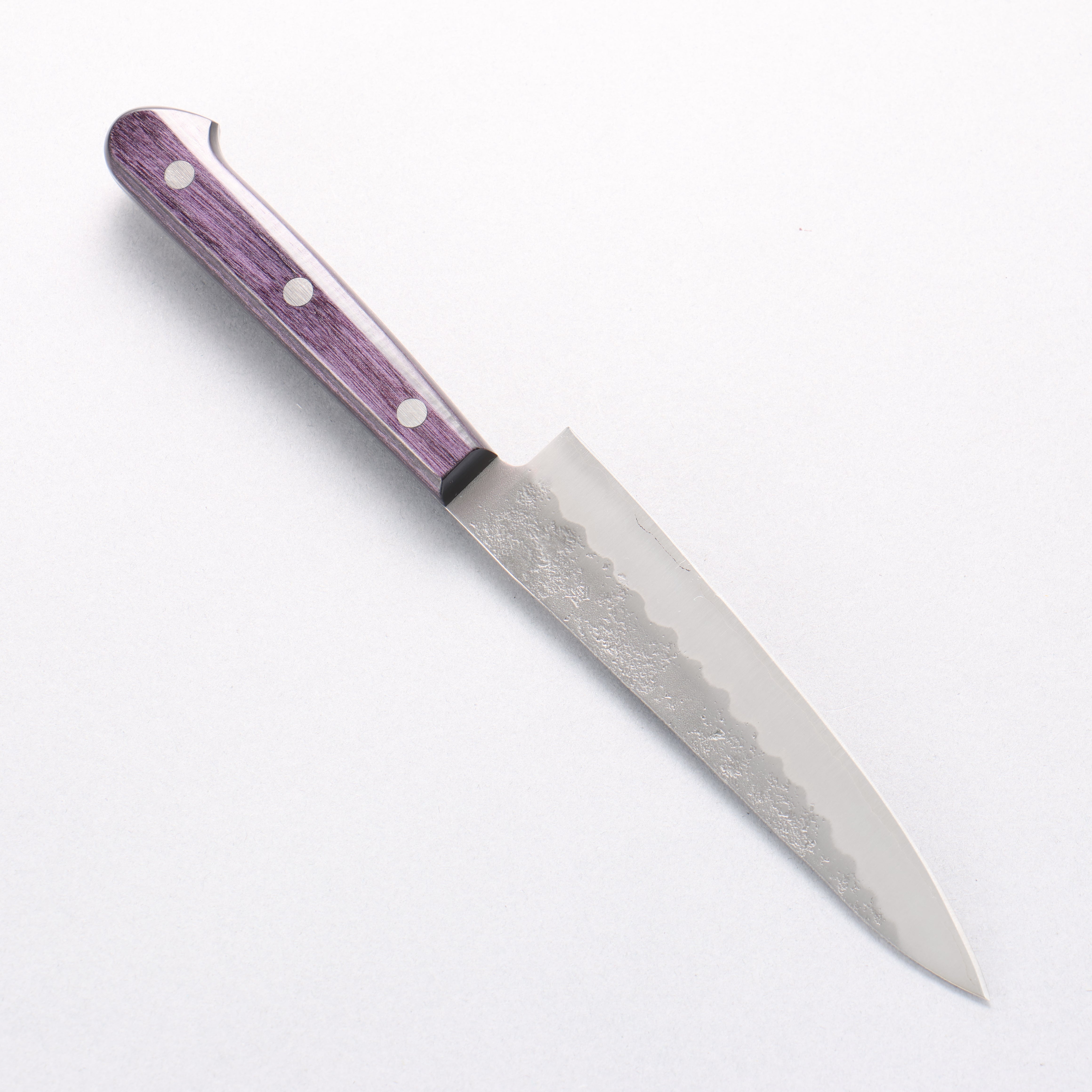 Seisuke Budou Silver Steel No.3 Nashiji Petty-Utility 135mm Purple Pakkawood Handle - Seisuke Knife