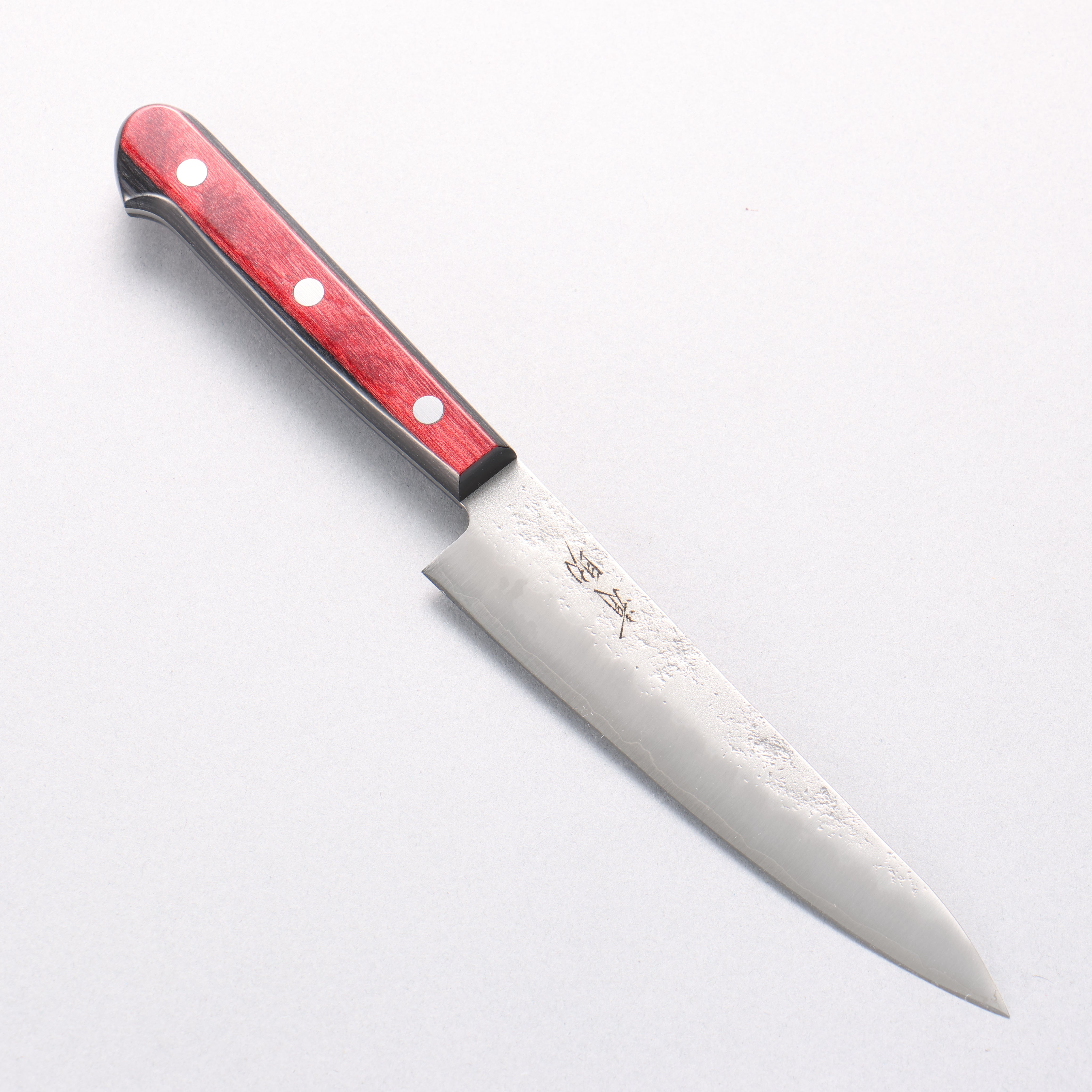 Seisuke Silver Steel No.3 Nashiji Petty-Utility 135mm Red Pakkawood Handle - Seisuke Knife