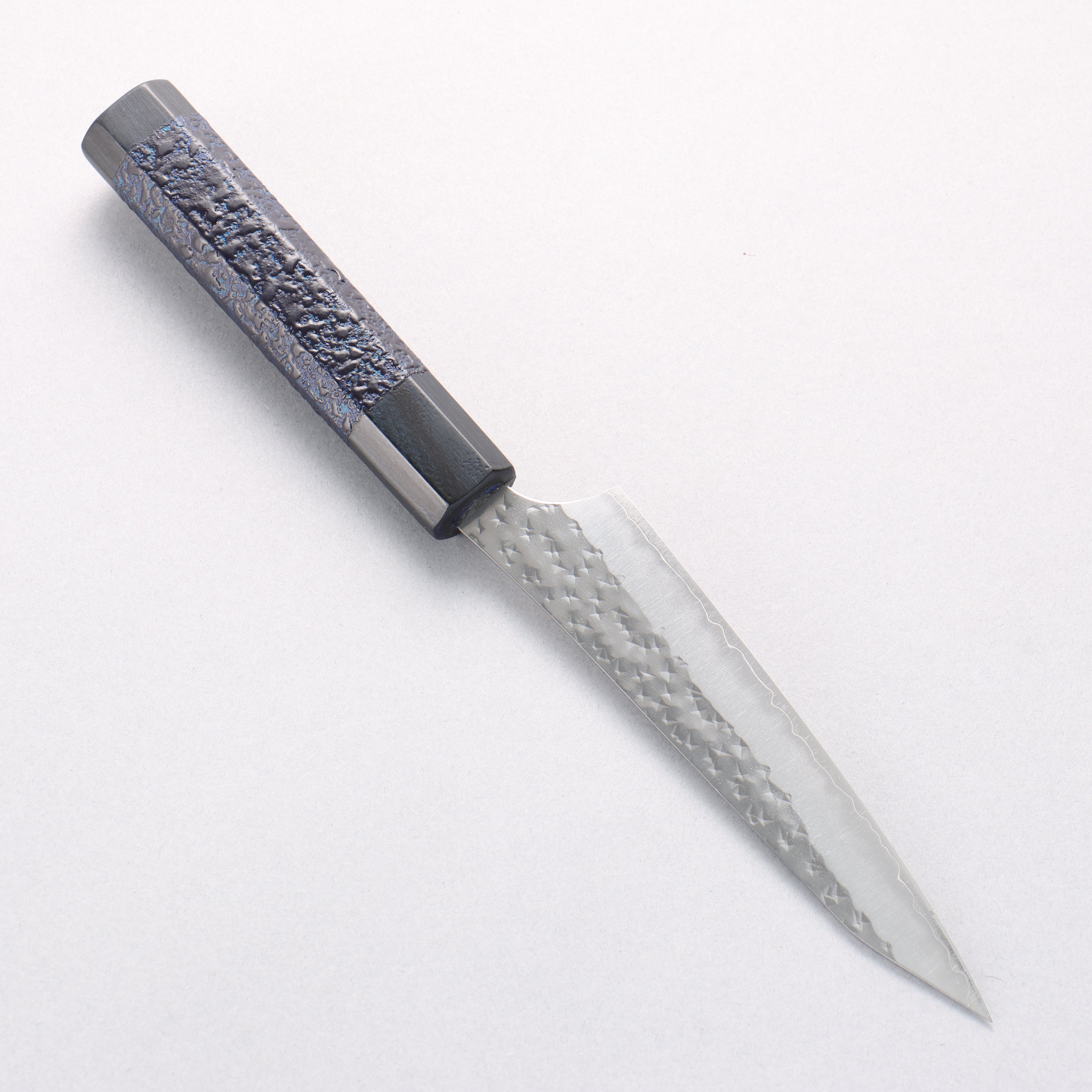 Yu Kurosaki Senko Ei Ai Tenmoku SG2 Hammered Petty-Utility 130mm Indigo Lacquered (Tenmoku) Handle with Sheath - Seisuke Knife