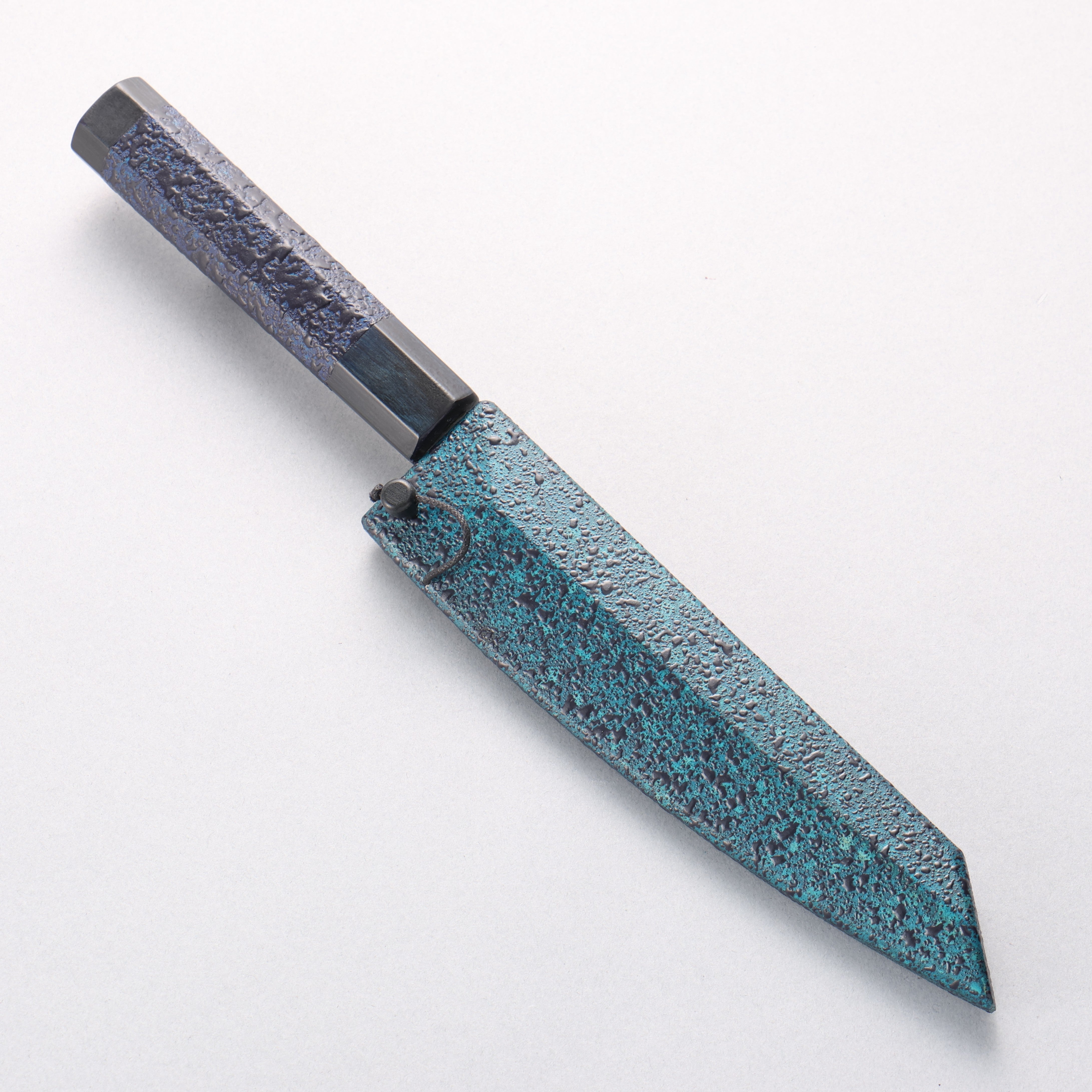 Yu Kurosaki Senko Ei Ai Tenmoku SG2 Hammered Petty-Utility 130mm Indigo Lacquered (Tenmoku) Handle with Sheath - Seisuke Knife
