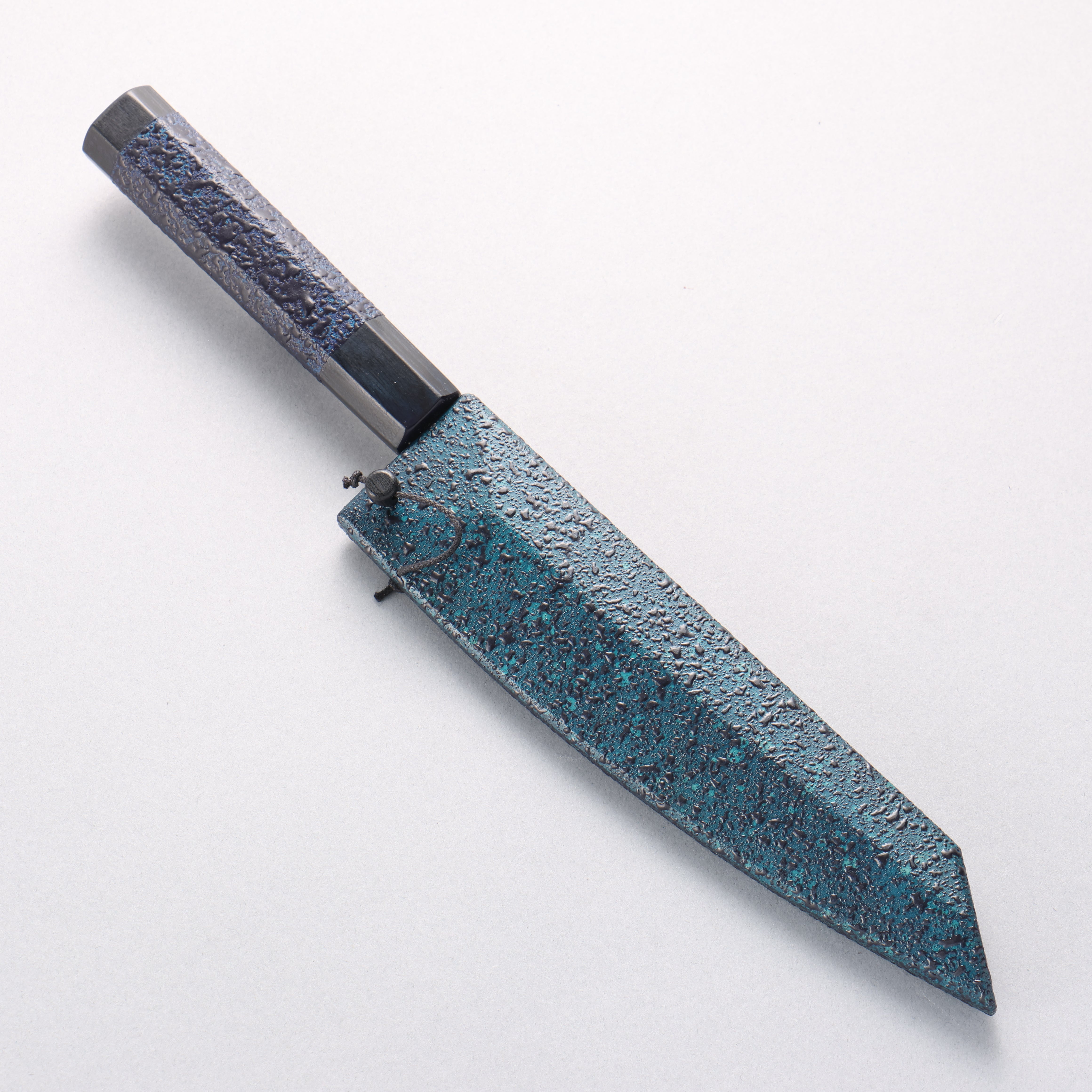 Yu Kurosaki Senko Ei Ai Tenmoku SG2 Hammered Petty-Utility 150mm Indigo Lacquered (Tenmoku) Handle with Sheath - Seisuke Knife