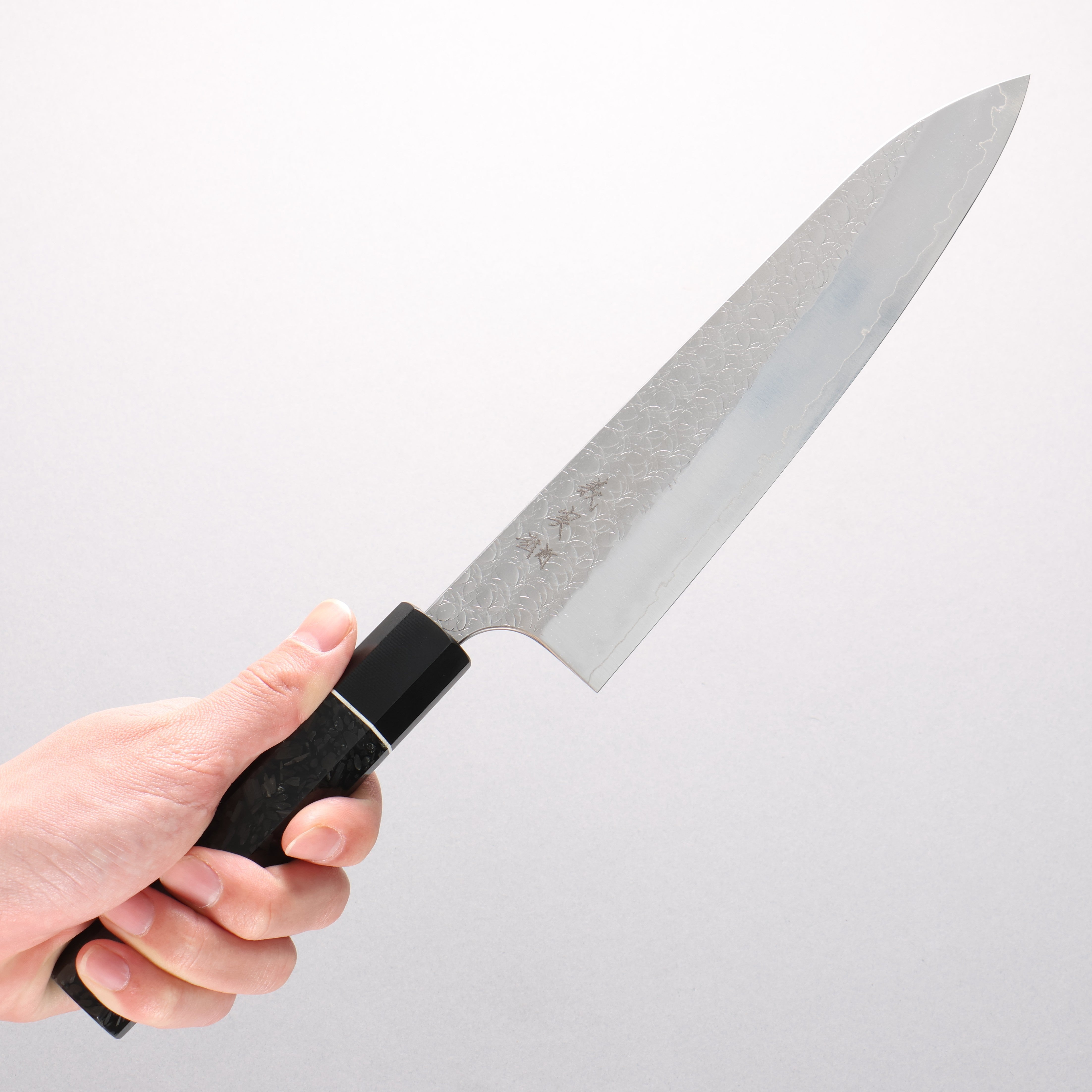 Yoshimi Kato Minamo SG2 Hammered Gyuto 210mm Carbon Fiber & G10 Fiberglass Handle - Seisuke Knife