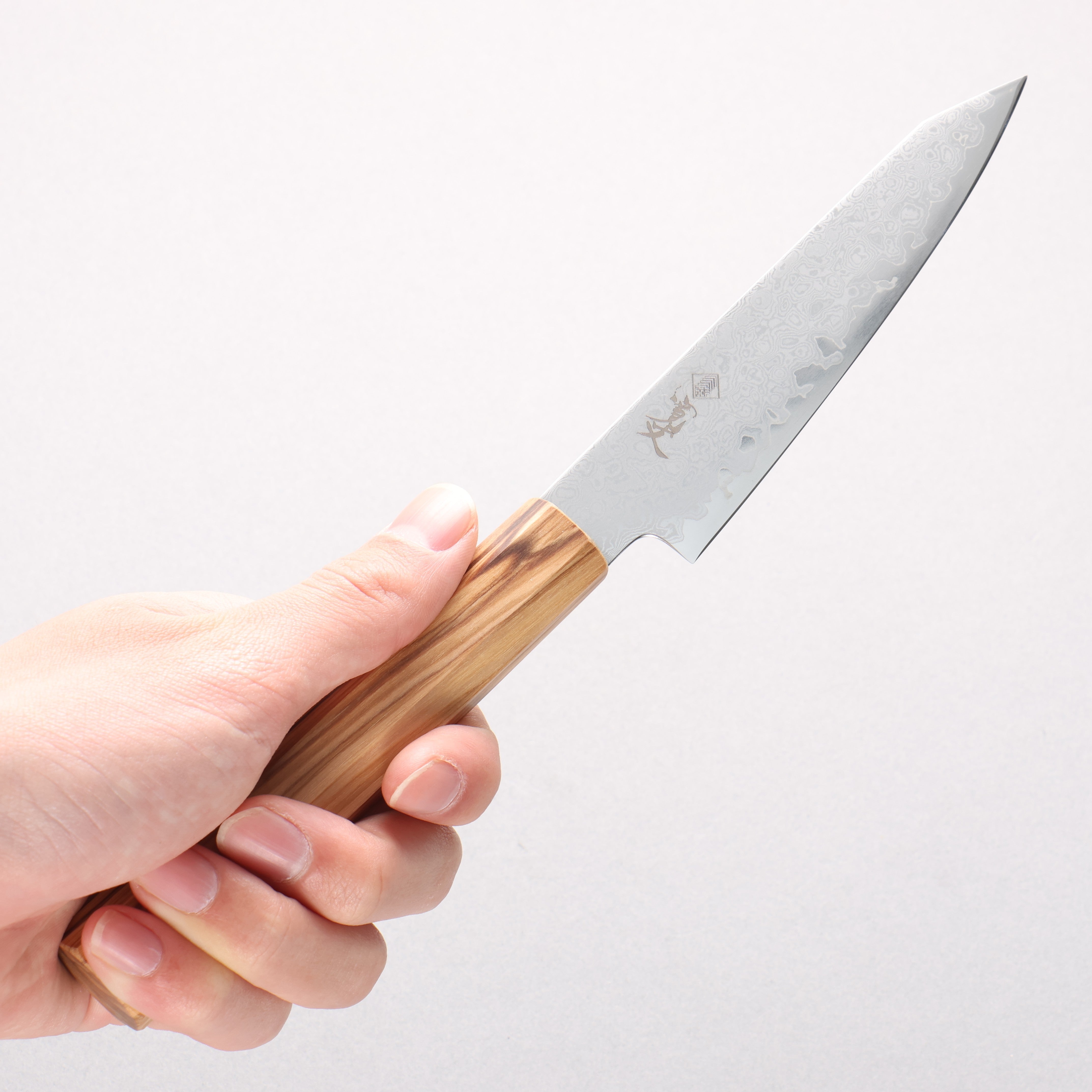 Kanjyo VG10 Damascus Kiritsuke Petty-Utility 120mm Olive Wood Handle - Seisuke Knife