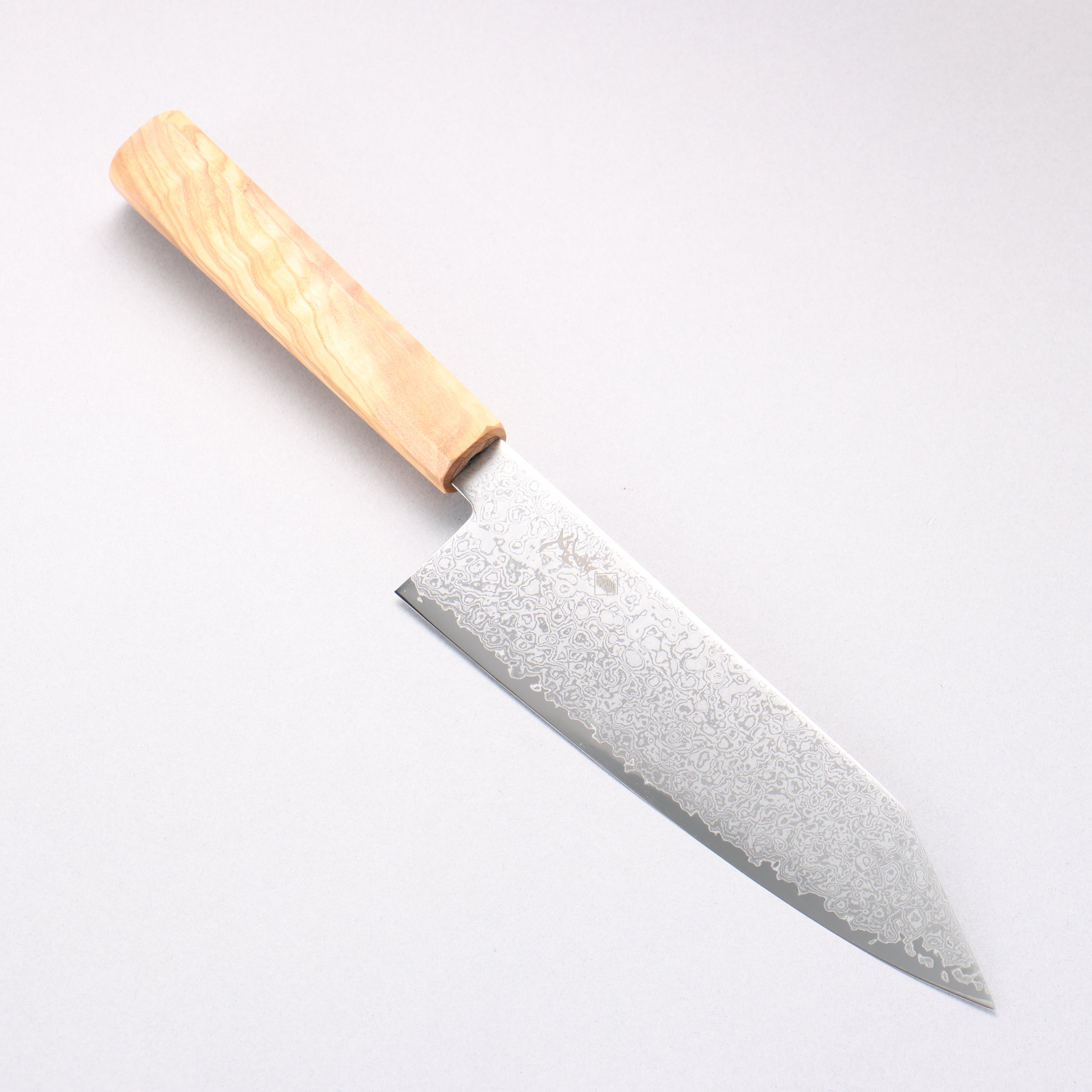 Kanjyo VG10 Damascus Kiritsuke Santoku 180mm Olive Wood Handle - Seisuke Knife