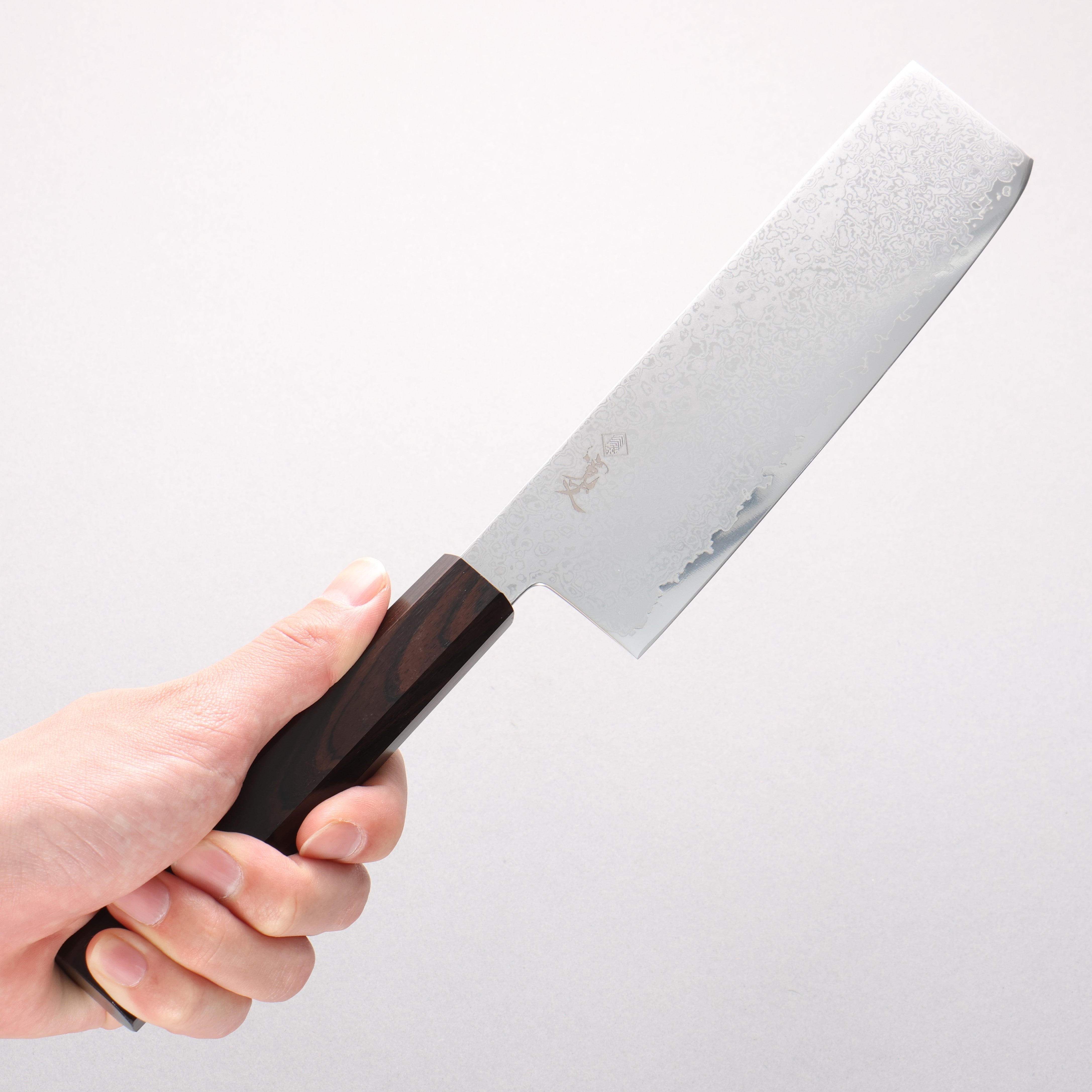 Kanjyo VG10 Damascus Nakiri 175mm Ebony Wood Handle - Seisuke Knife
