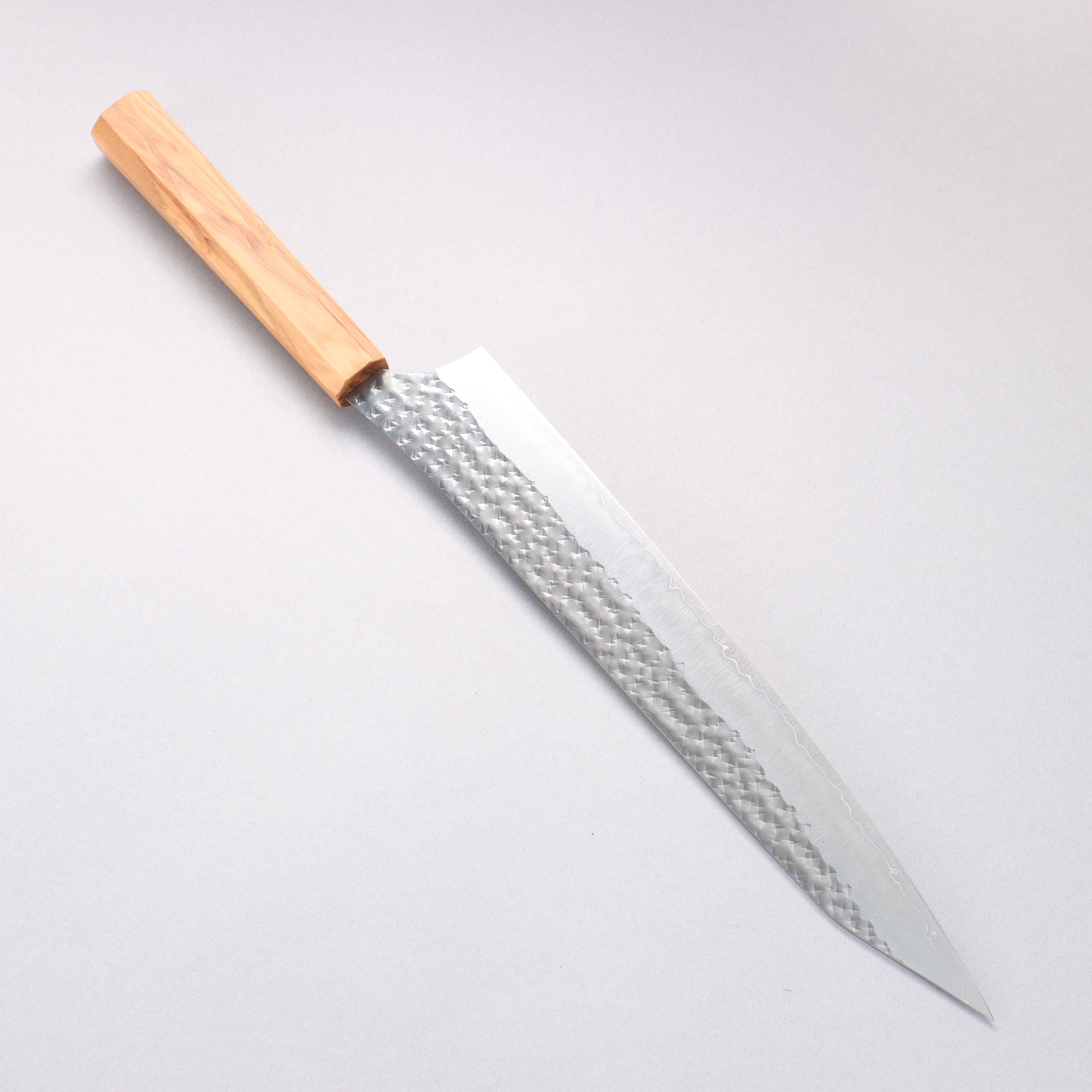 Yu Kurosaki Senko Ei SG2 Hammered Sujihiki 270mm Olive Wood Handle - Seisuke Knife