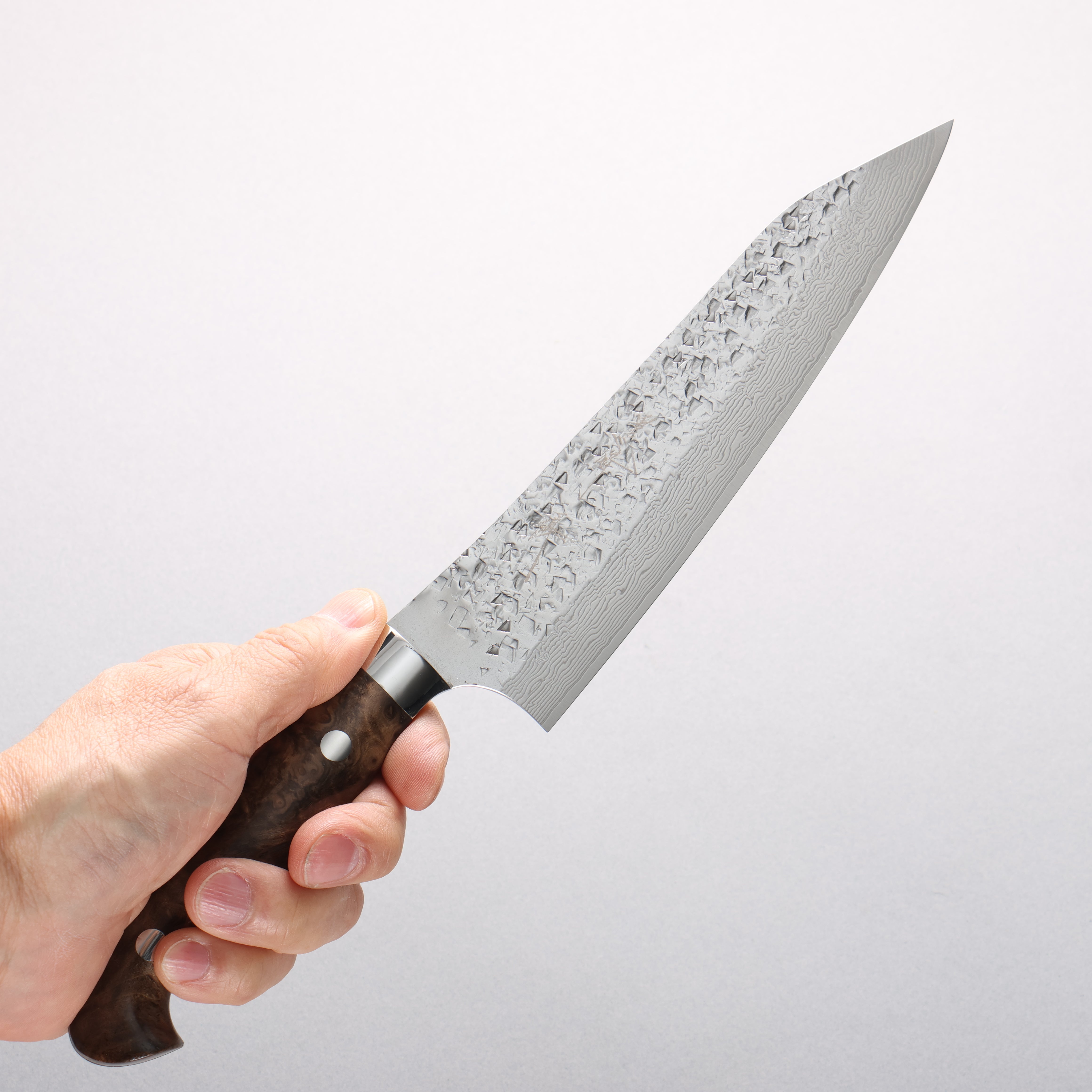Yu Kurosaki Shizuku SG2 Hammered Damascus Kiritsuke Gyuto 180mm Walnut Handle - Seisuke Knife