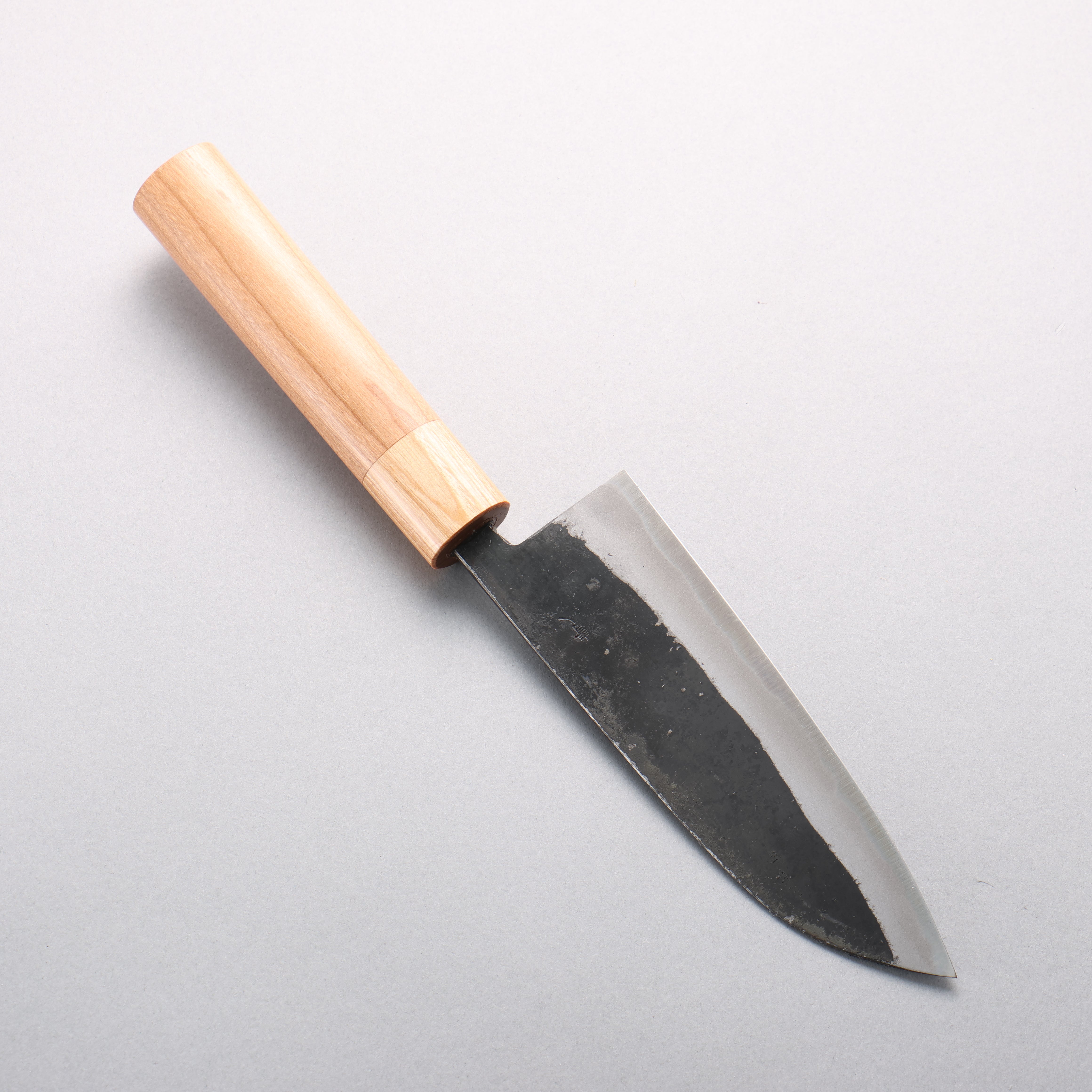 Kouki Blue Steel No.2 Black Finished Small Santoku 150mm American Cherry Handle - Seisuke Knife