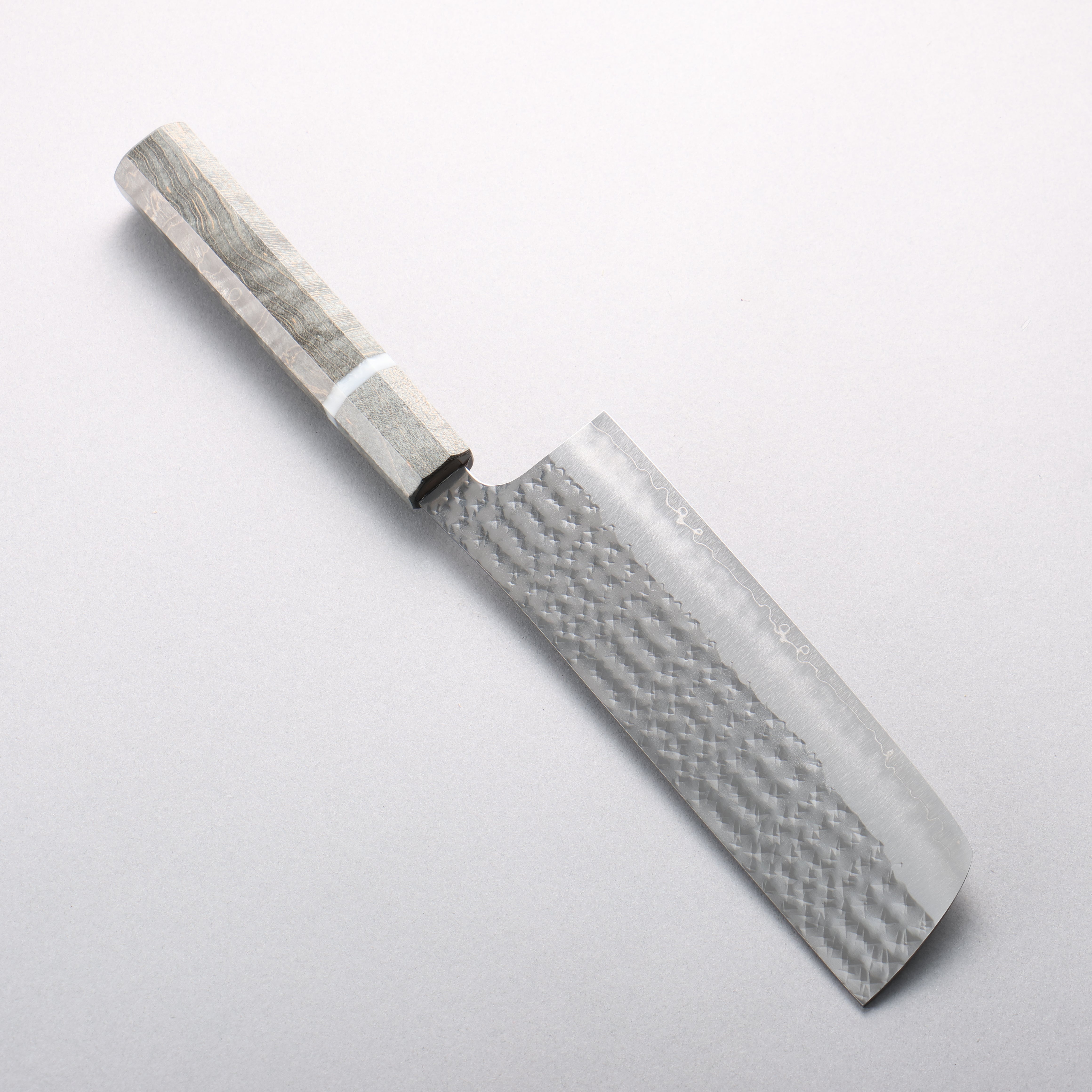 Yu Kurosaki Senko Ei SG2 Hammered Nakiri 165mm Stabilized Burl & White Ring Handle - Seisuke Knife