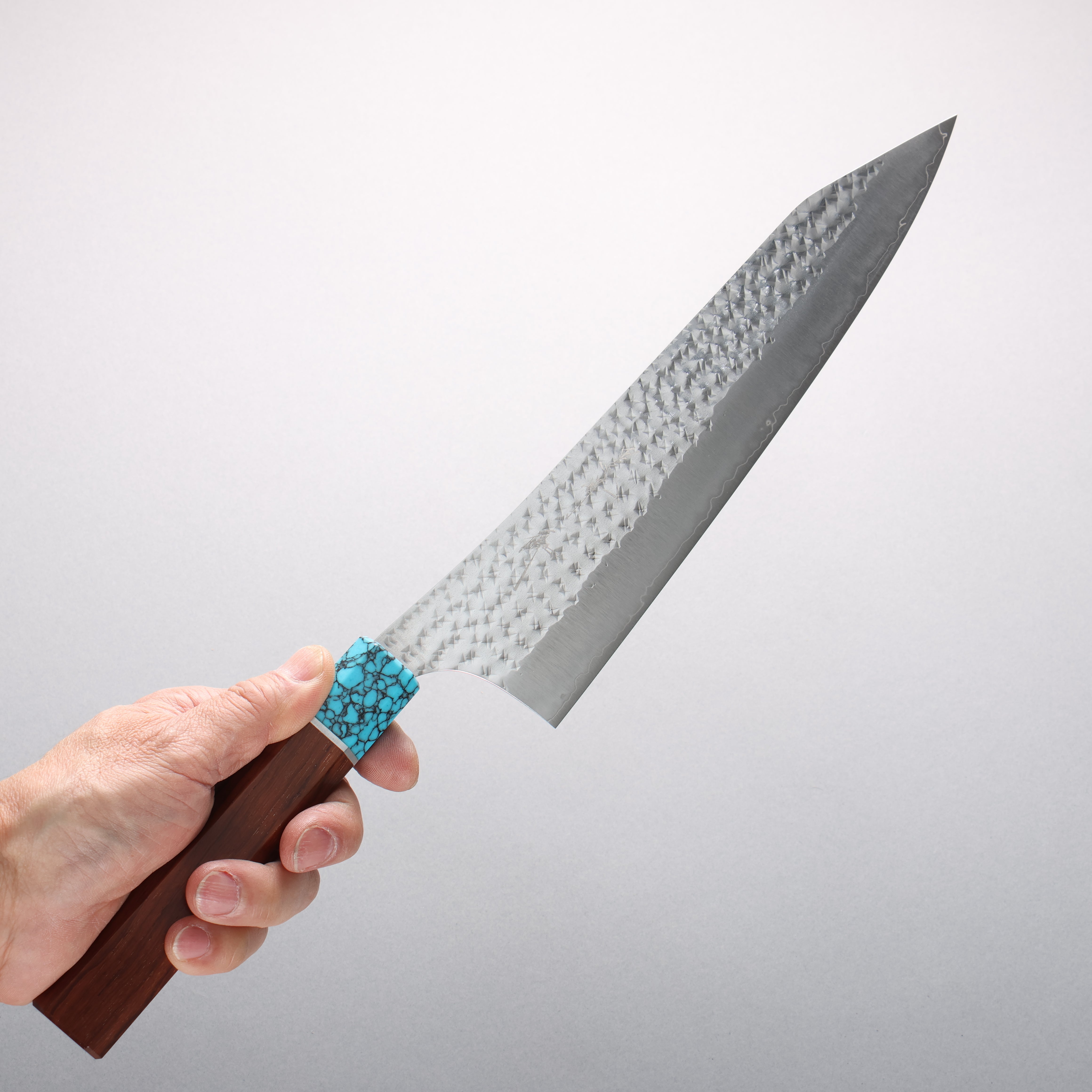 Yu Kurosaki Senko Ei SG2 Hammered Gyuto 240mm Rosewood & Turquoise Handle - Seisuke Knife