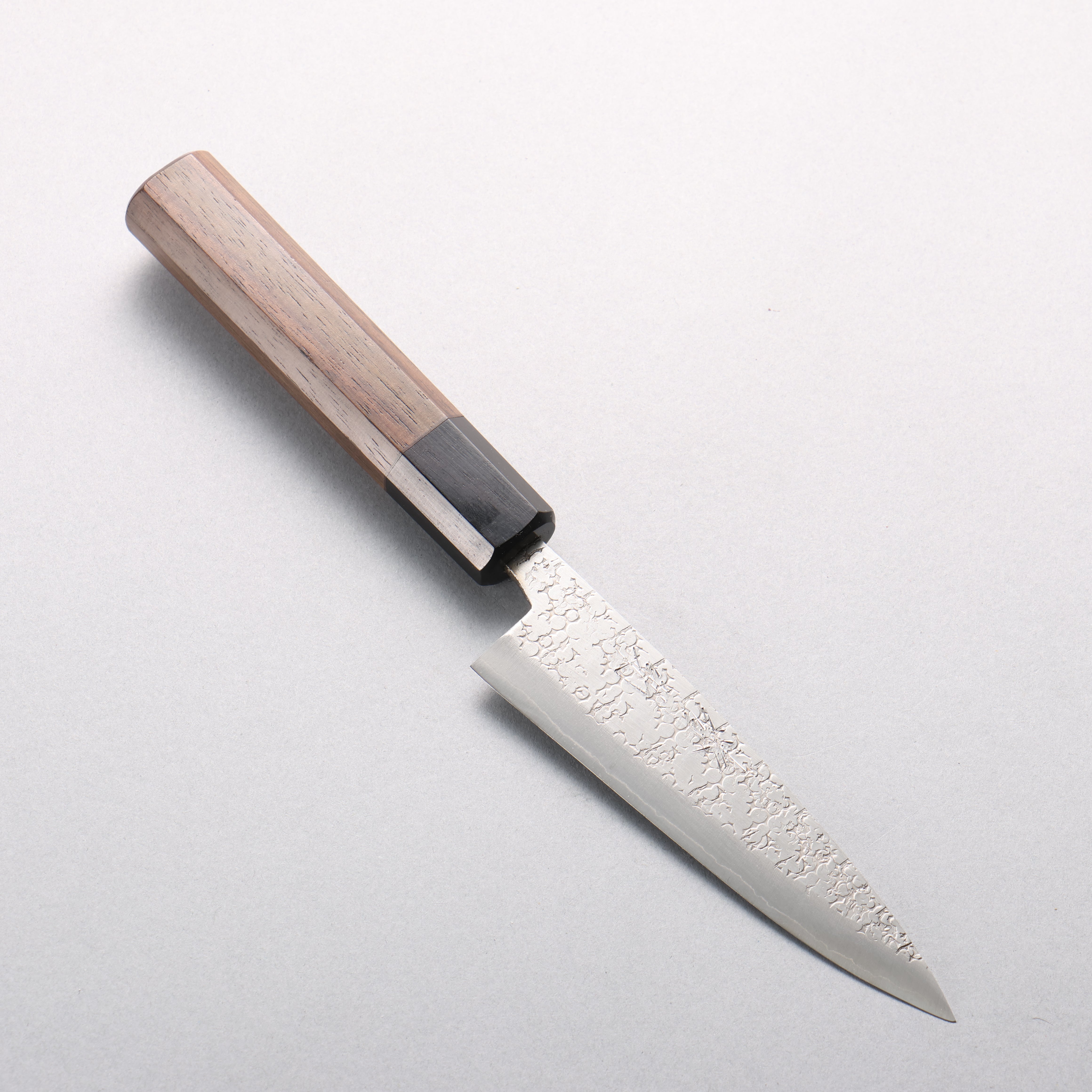 Seisuke Silver Steel No.3 Maru Hammered Petty-Utility 120mm Shitan & Black Pakkawood Handle - Seisuke Knife