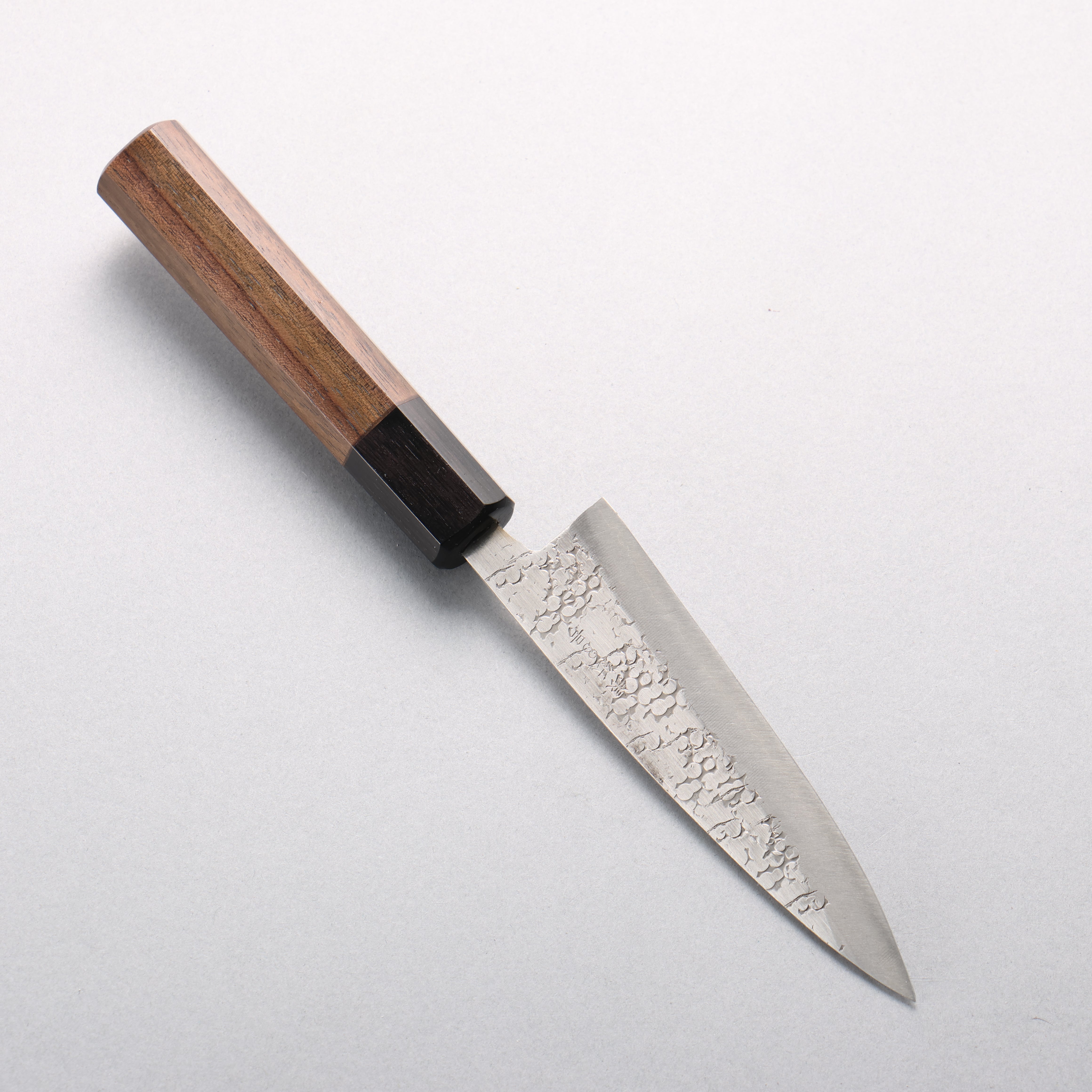 Seisuke Silver Steel No.3 Maru Hammered Petty-Utility 120mm Shitan & Black Pakkawood Handle - Seisuke Knife