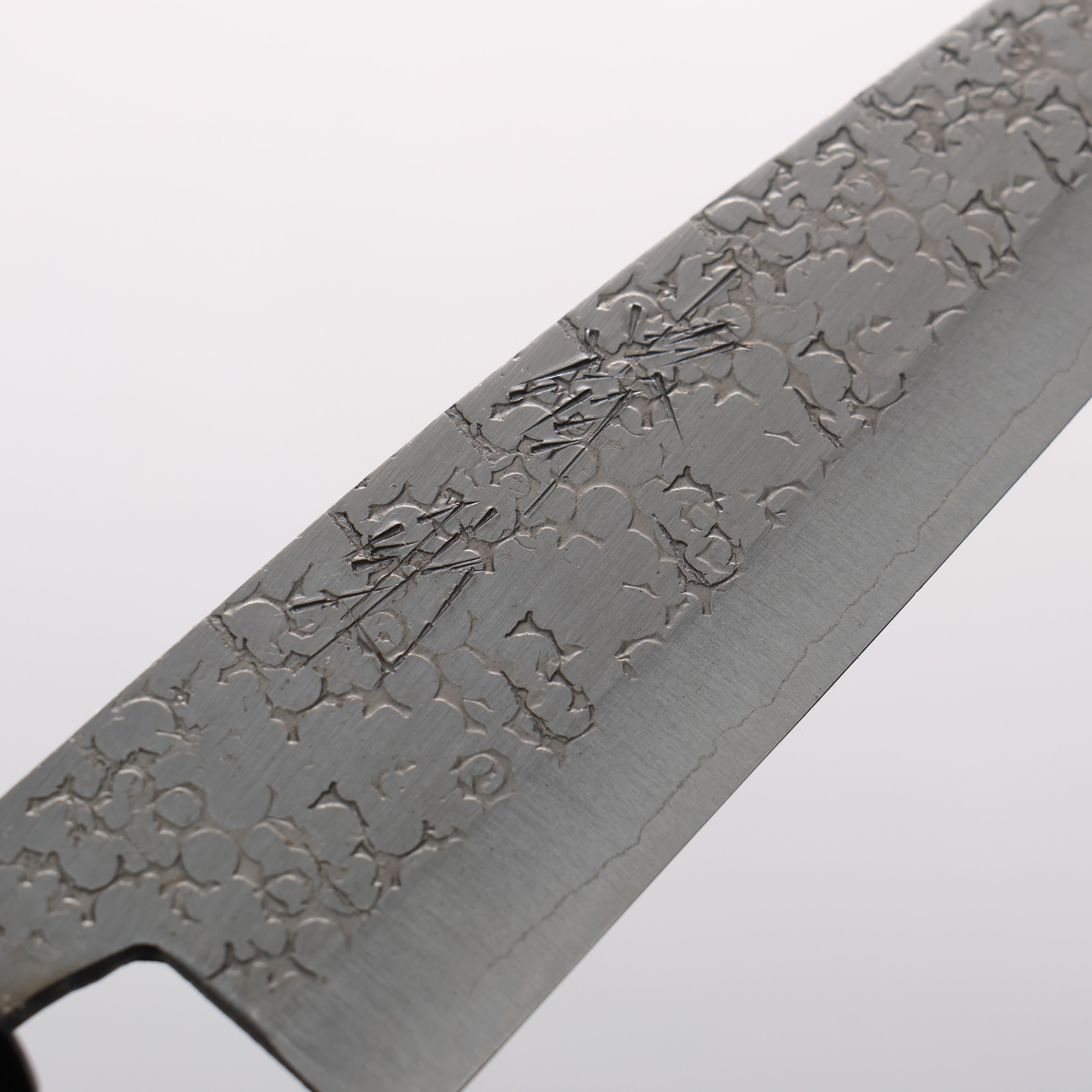 Seisuke Silver Steel No.3 Maru Hammered Petty-Utility 120mm Shitan & Black Pakkawood Handle - Seisuke Knife