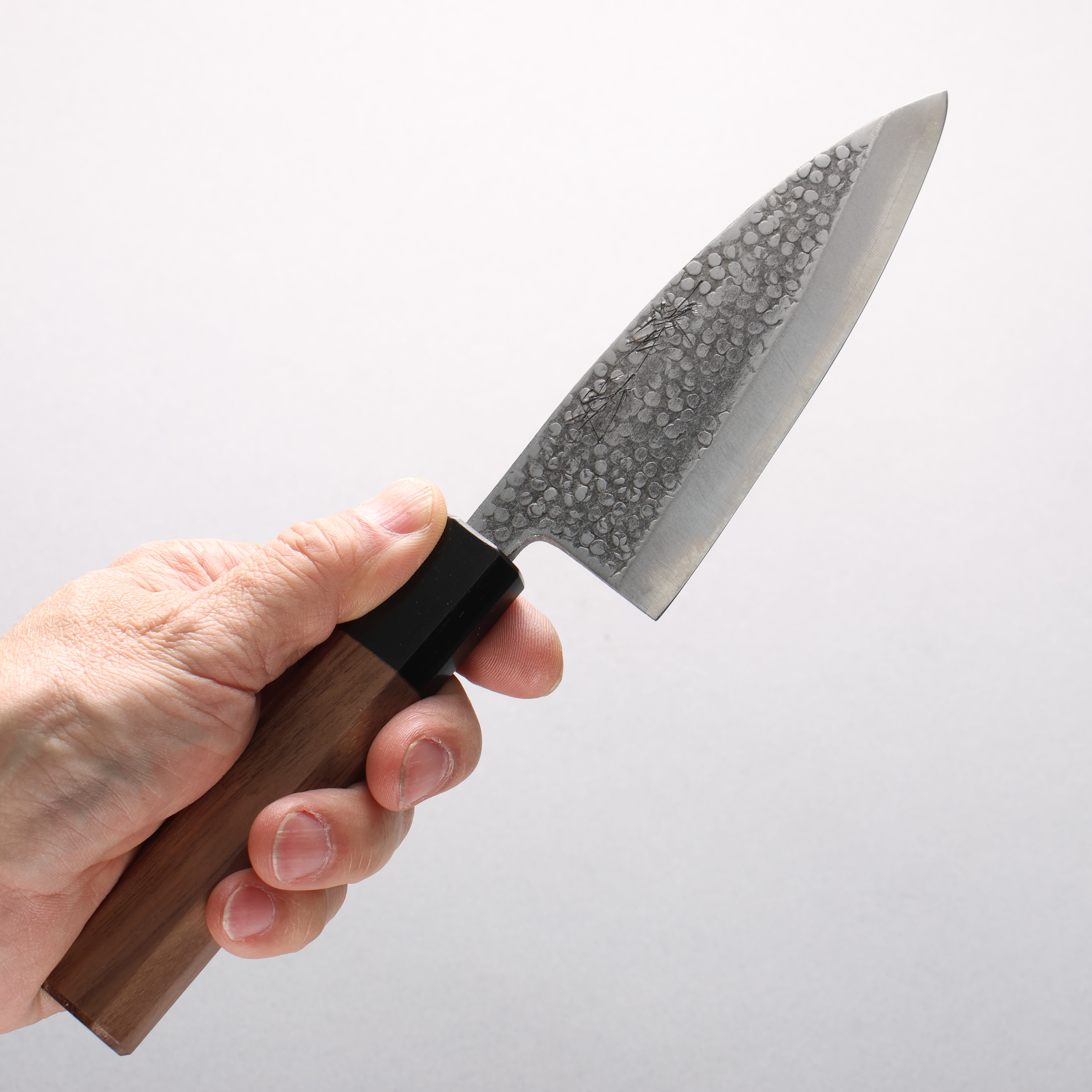 Seisuke Silver Steel No.3 Maru Hammered Ajikiri 120mm Walnut Handle - Seisuke Knife