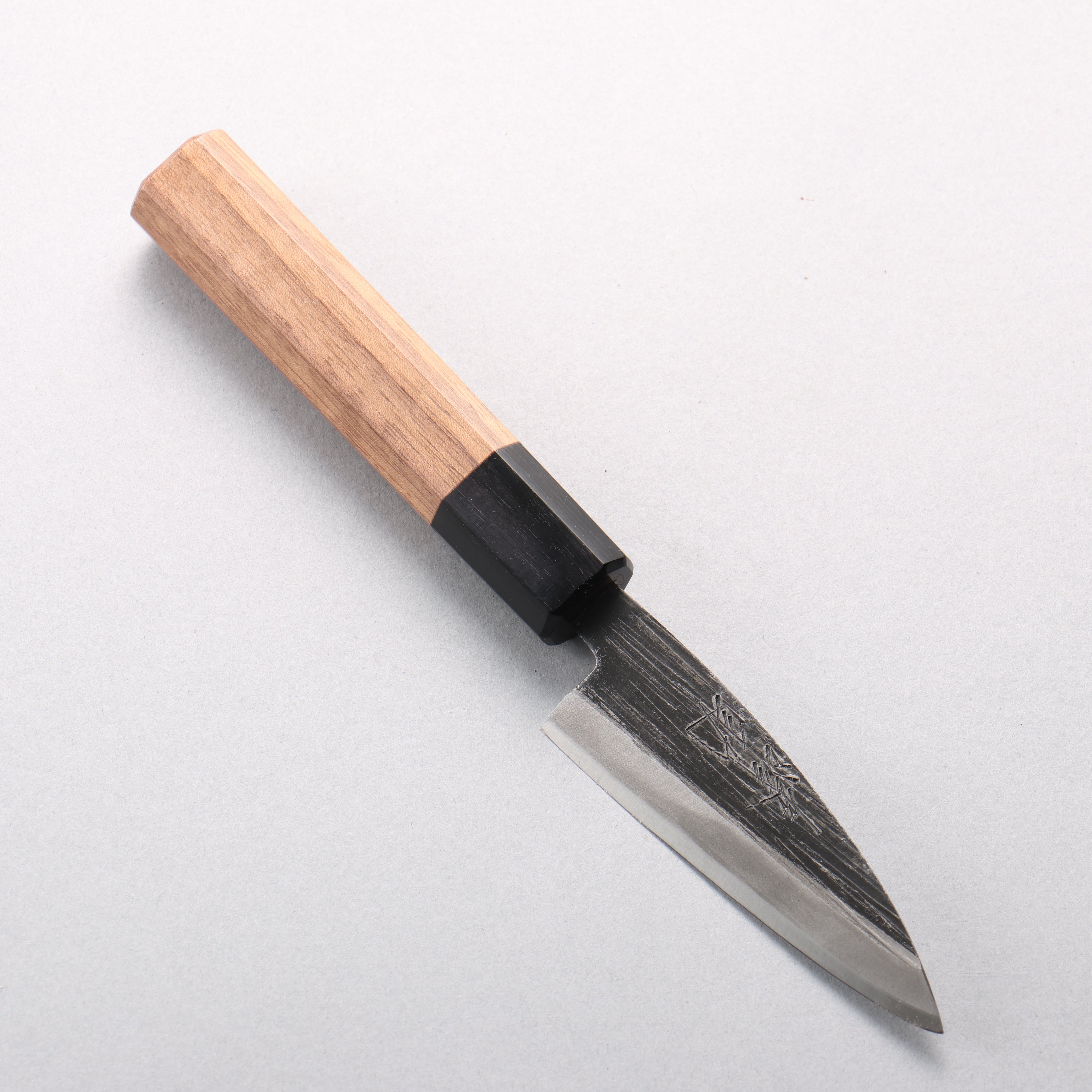Seisuke Blue Steel No.2 Black Finished Ajikiri 90mm Walnut Handle - Seisuke Knife