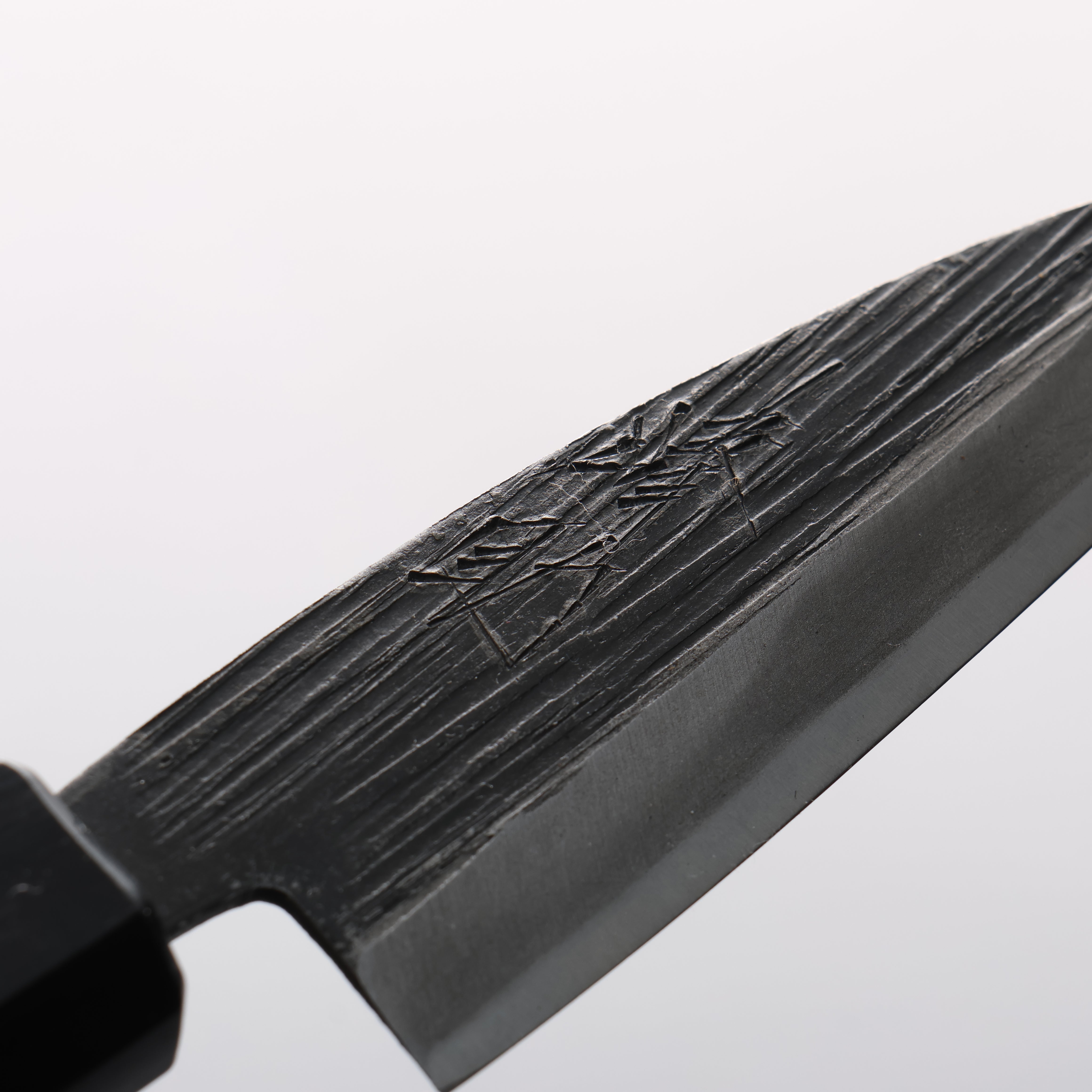 Seisuke Blue Steel No.2 Black Finished Ajikiri 90mm Walnut Handle - Seisuke Knife