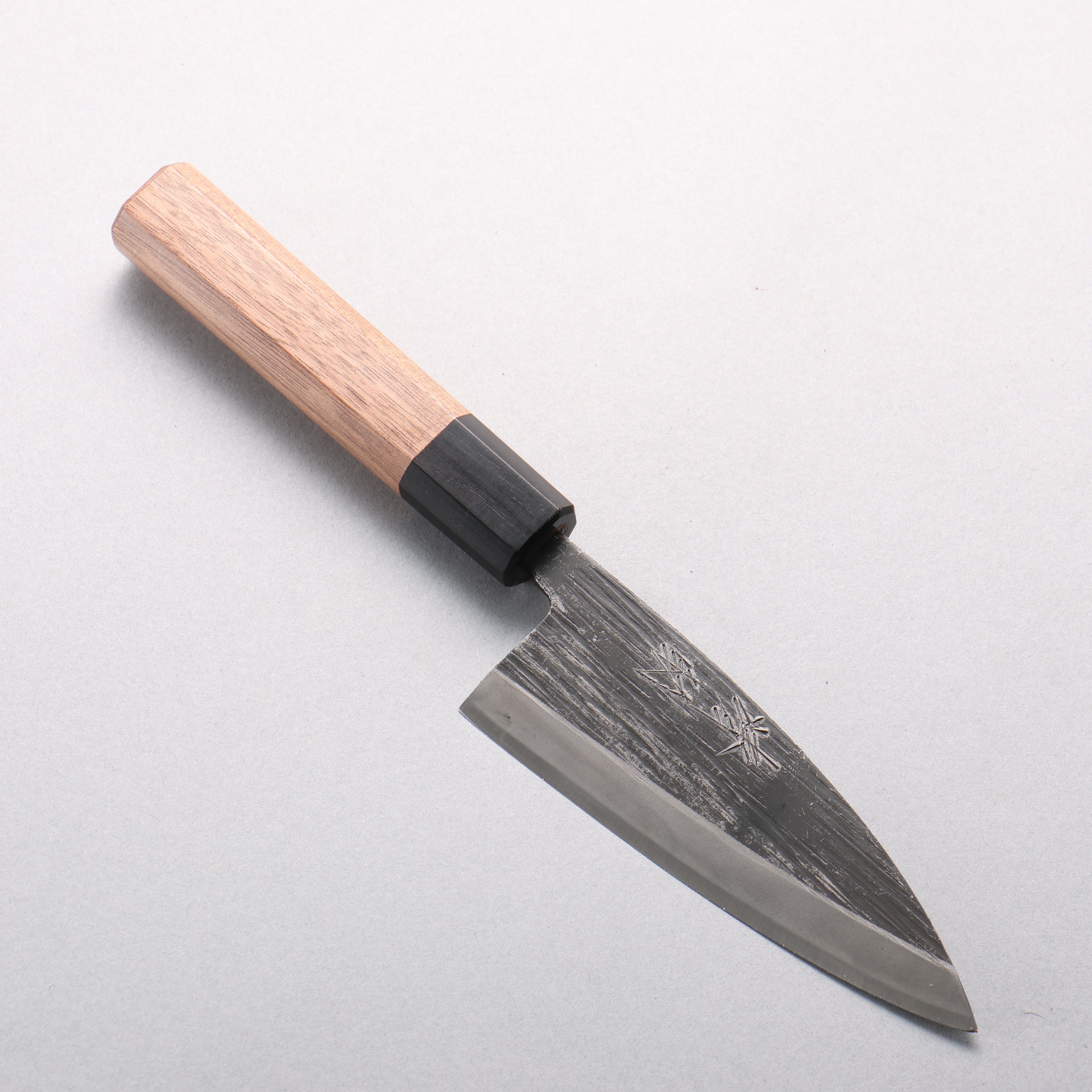 Seisuke Blue Steel No.2 Black Finished Ajikiri 120mm Walnut Handle - Seisuke Knife