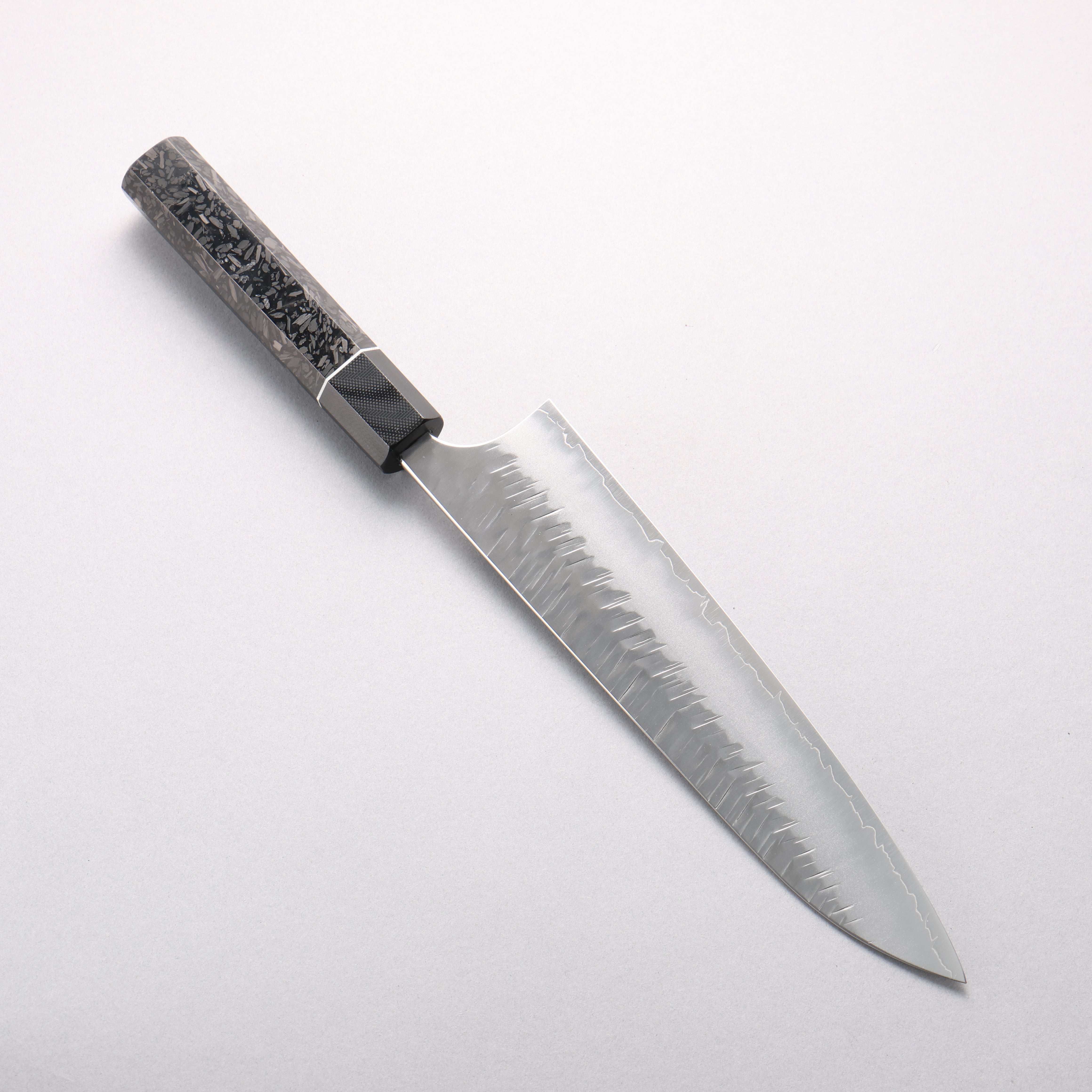 Yoshimi Kato SG2 V-Hammered Gyuto 210mm Carbon Fiber & G10 Fiberglass Handle - Seisuke Knife