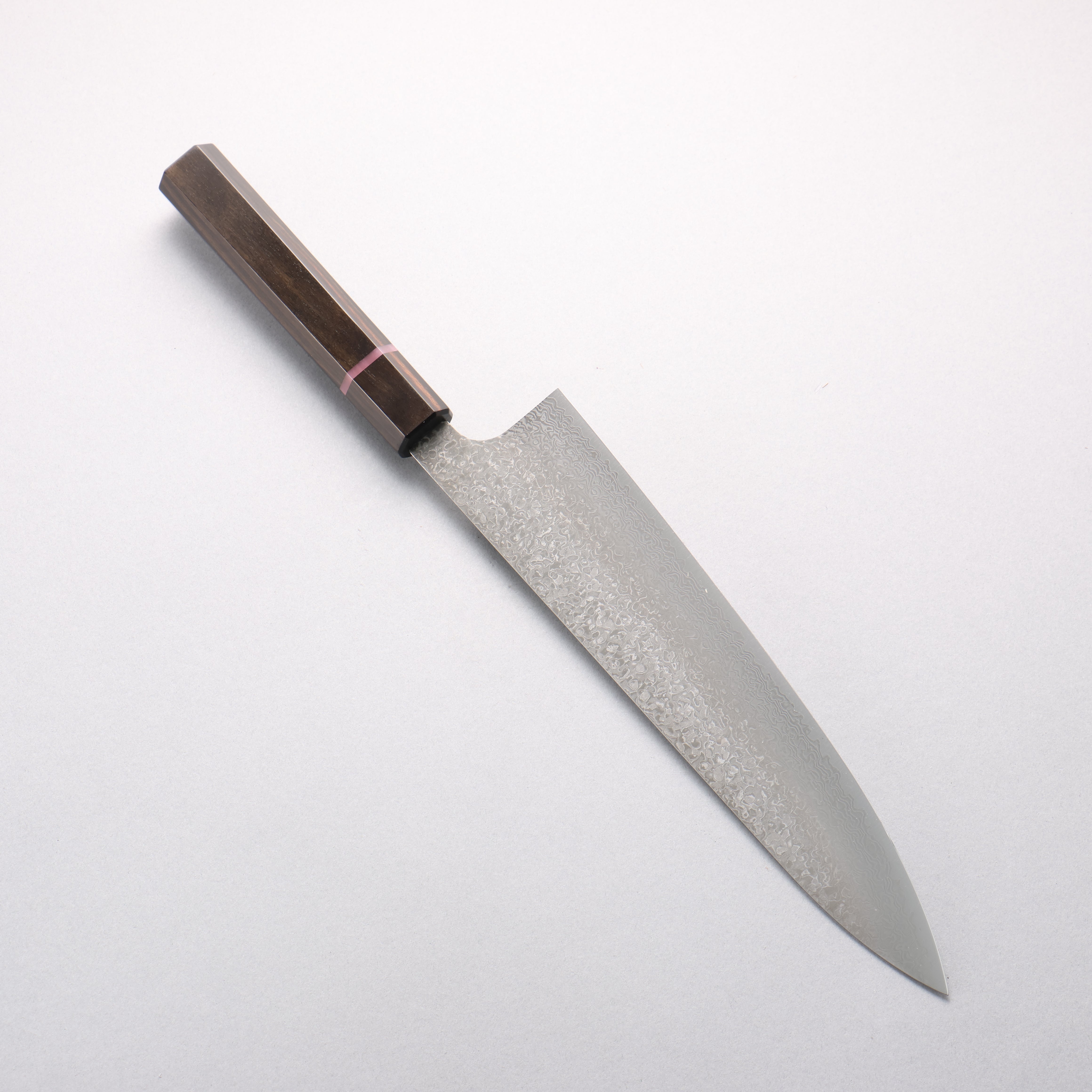 Kei Kobayashi SG2 Damascus Gyuto 240mm Striped Ebony Wood & Pink Ring Handle - Seisuke Knife