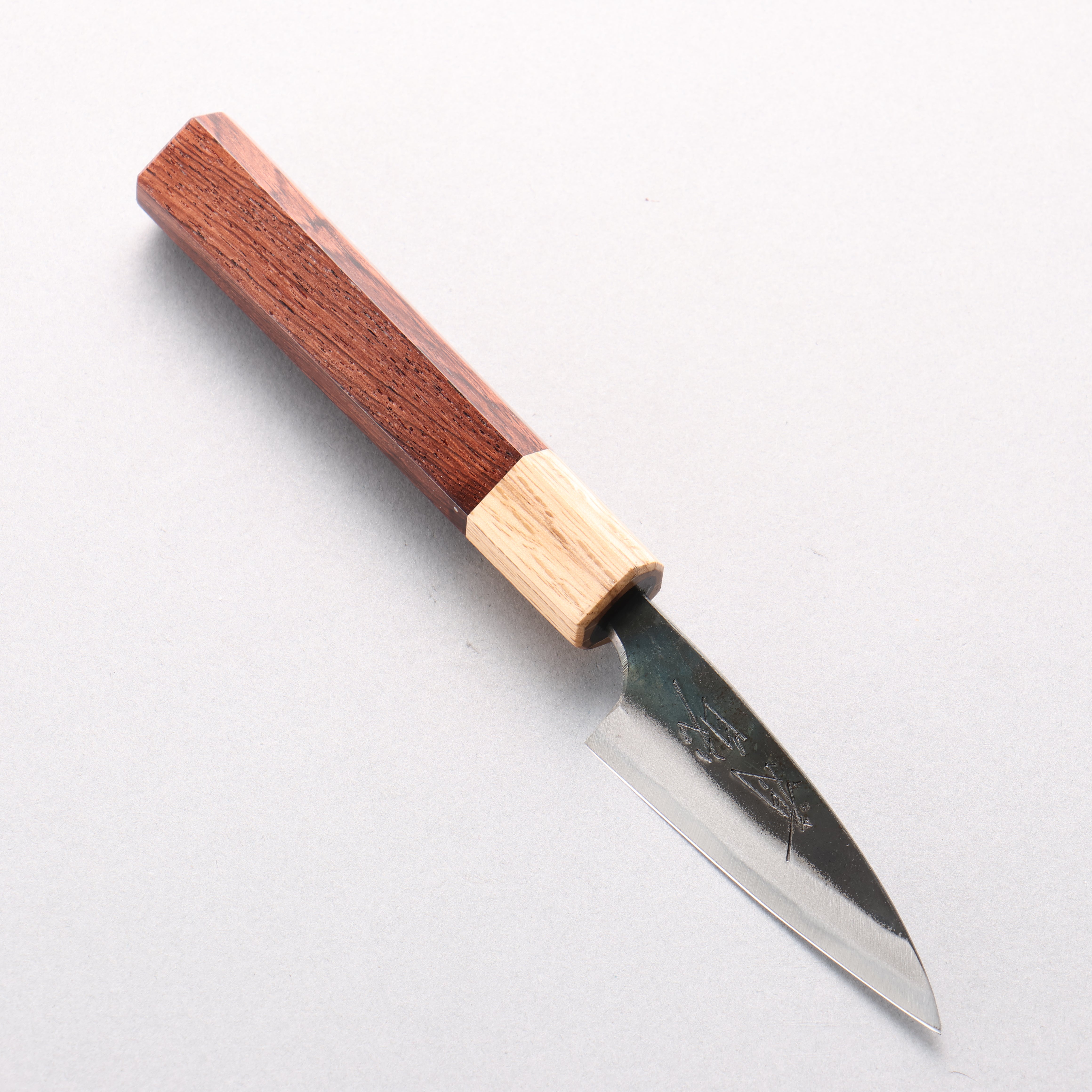 Seisuke Blue Steel No.1 Kurouchi Paring 75mm Shitan & Oak Handle - Seisuke Knife