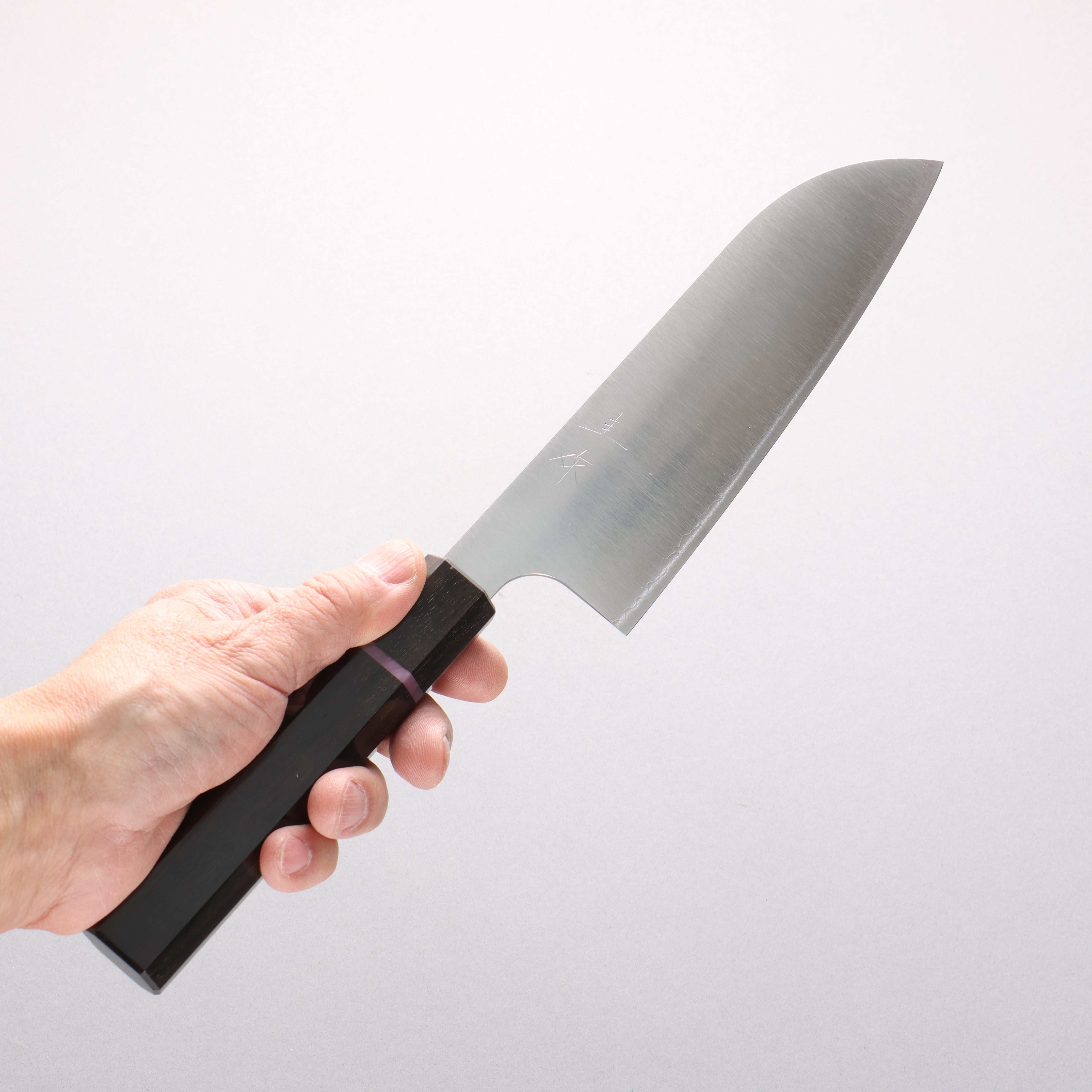 Kei Kobayashi SG2 Santoku 170mm Striped Ebony Wood & Pink Ring Handle - Seisuke Knife