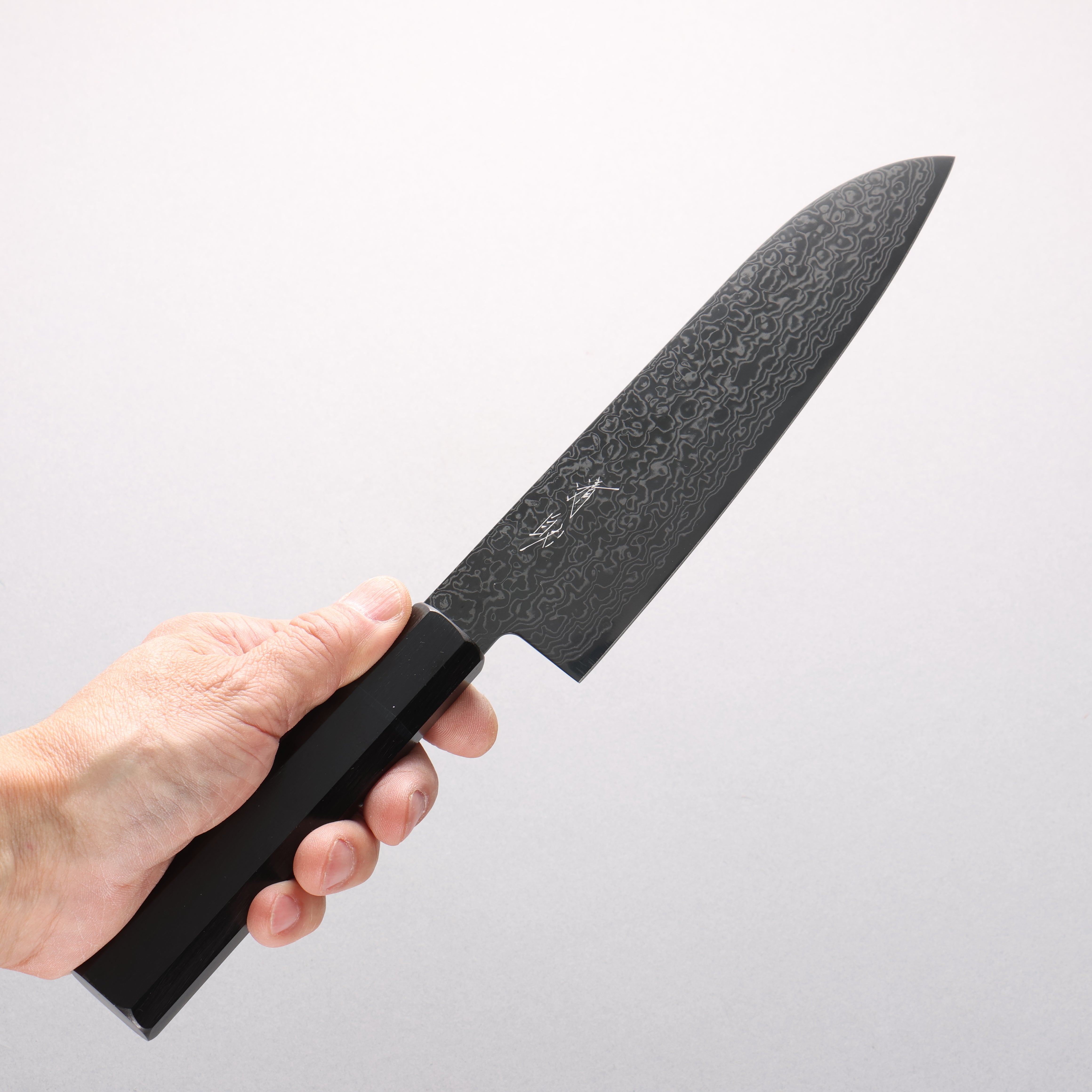 Seisuke SG2 Black Damascus Santoku 180mm Black Pakkawood Handle - Seisuke Knife