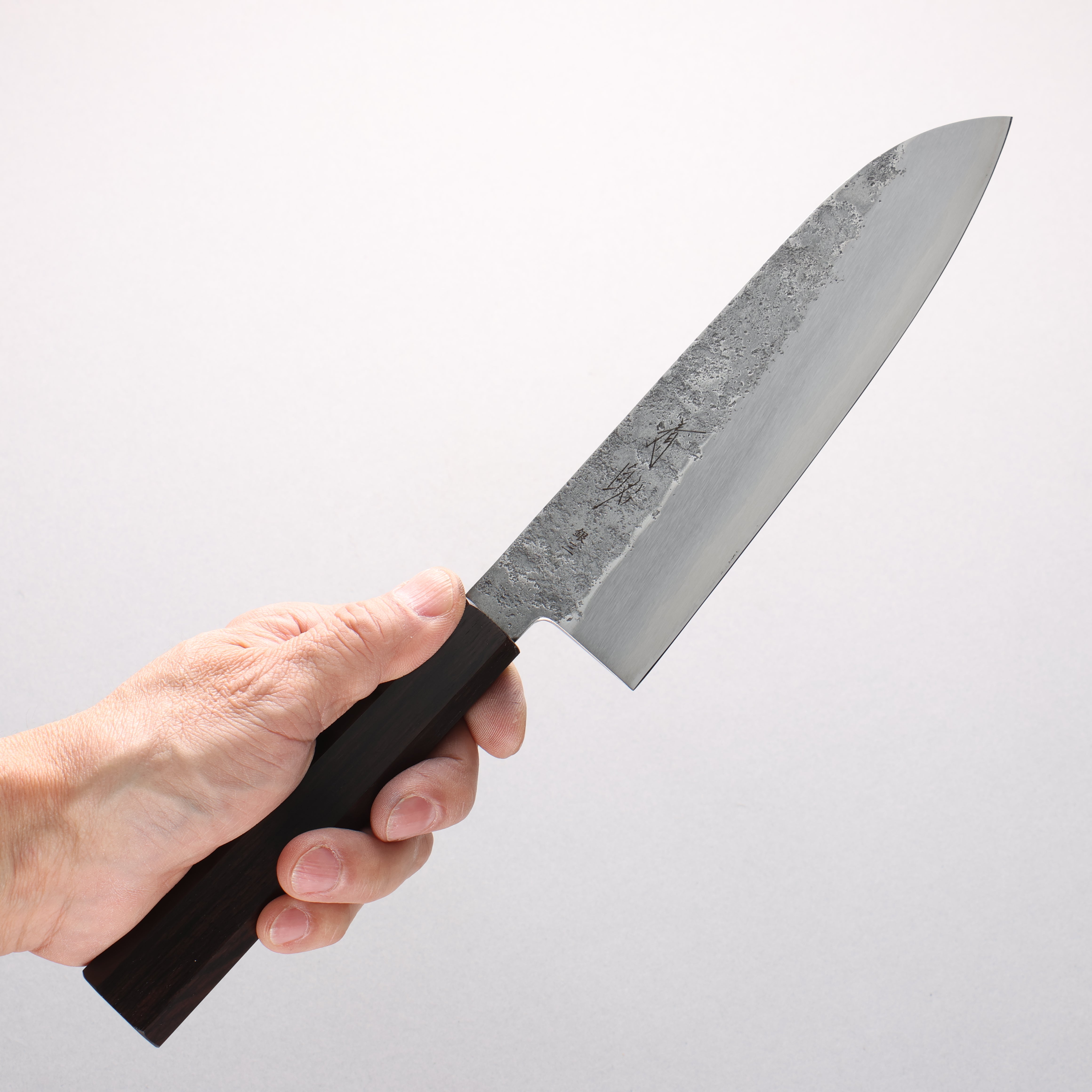 Seisuke Silver Steel No.3 Nashiji Santoku 180mm Ebony Wood Handle - Seisuke Knife