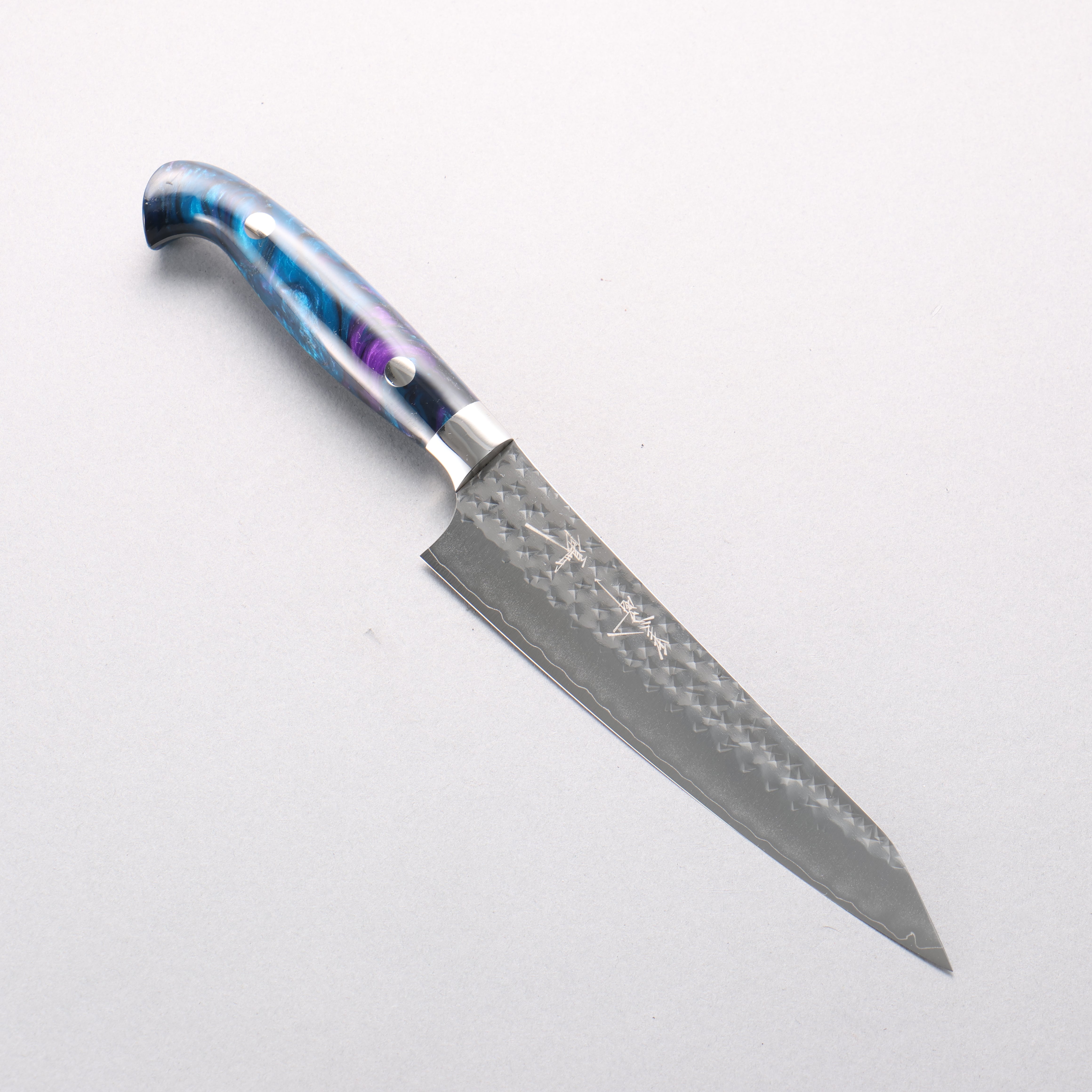 Yu Kurosaki Senko Ei SG2 Hammered Petty-Utility 150mm Blue Purple Acrylic Handle - Seisuke Knife