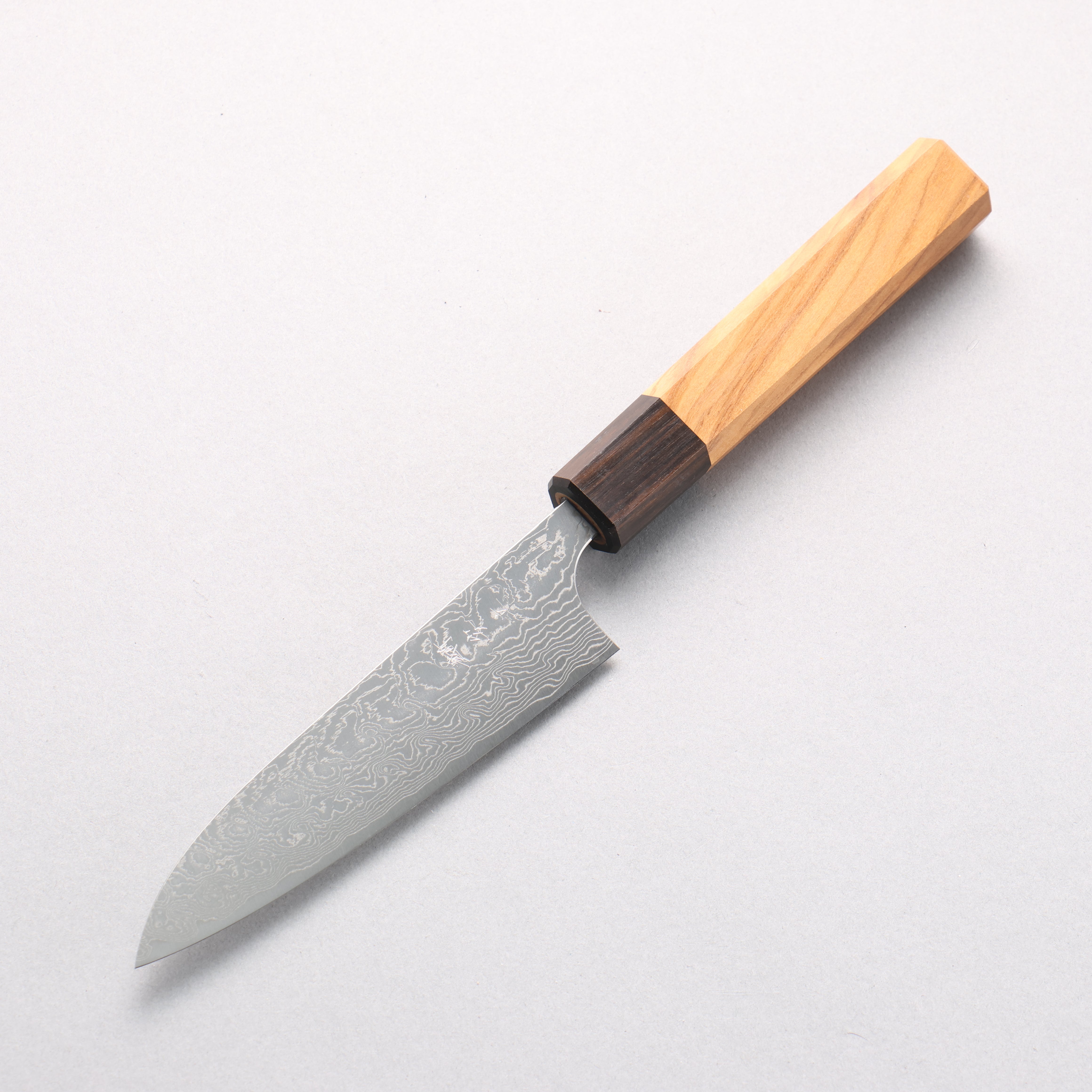 Anryu VG10 Migaki Damascus Petty-Utility 120mm Olive Wood Handle - Seisuke Knife