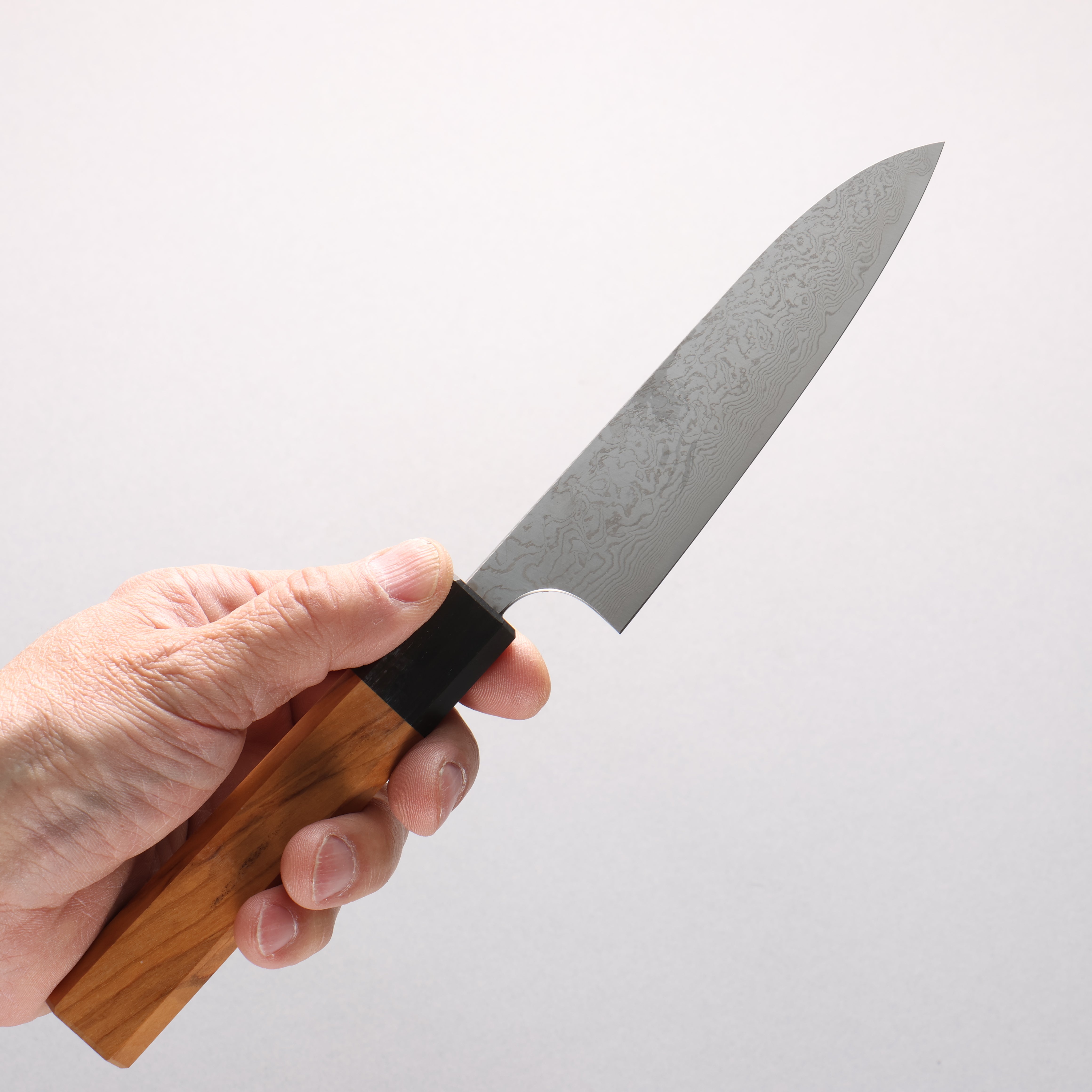 Anryu VG10 Migaki Damascus Petty-Utility 120mm Olive Wood Handle - Seisuke Knife
