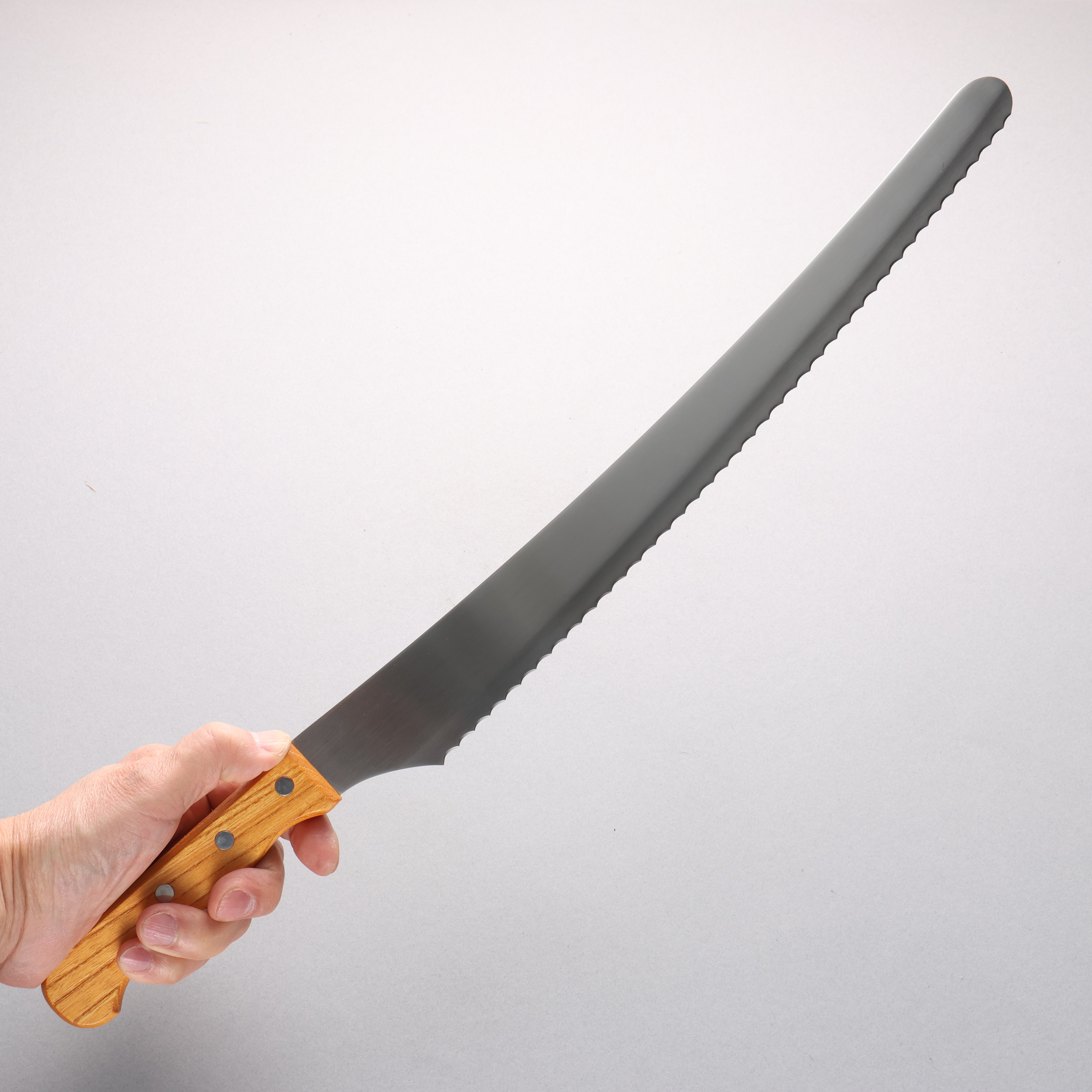 Nisaku Stainless Steel Serrated Bread Knife 360mm Natural wood Handle - Seisuke Knife