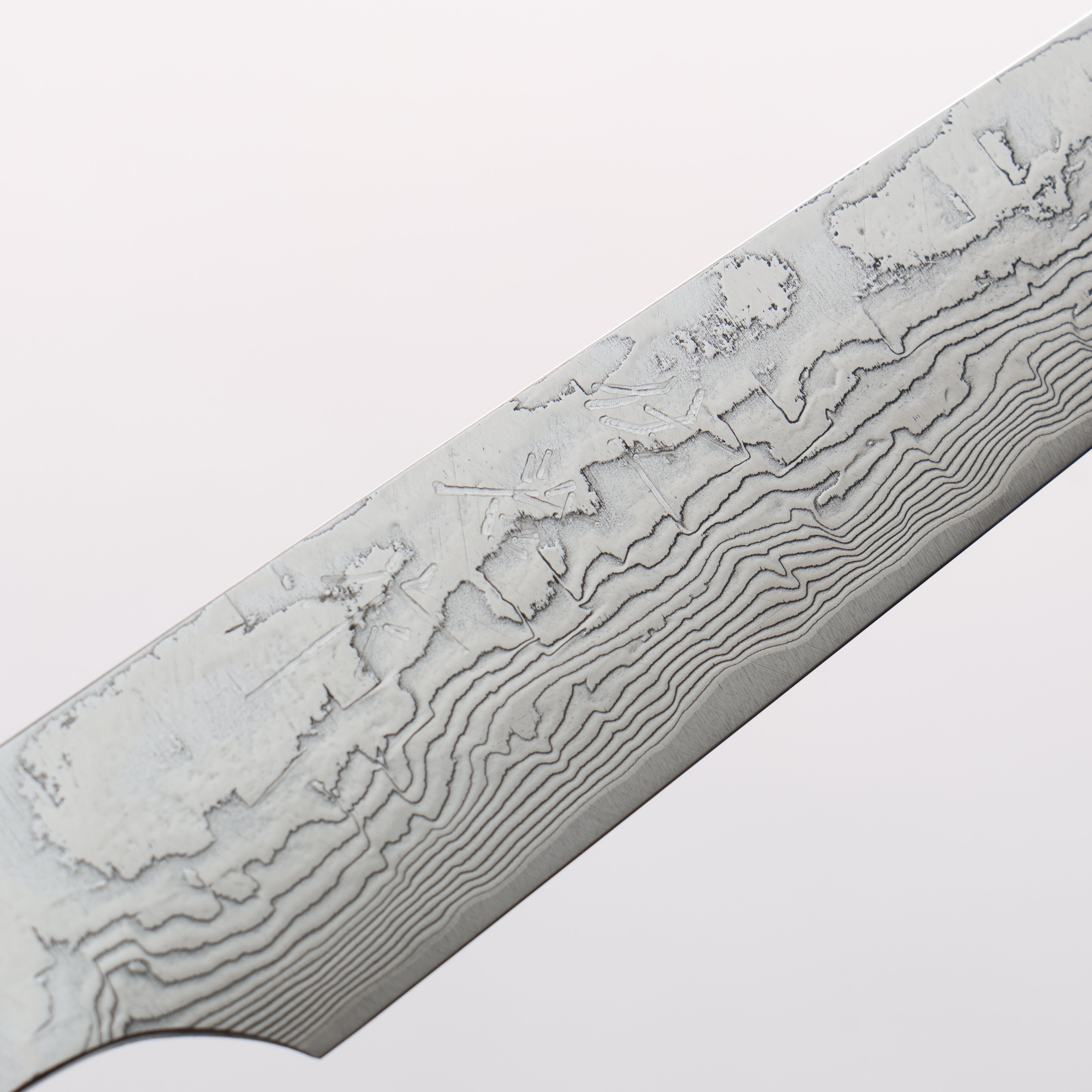 Takeshi Saji Steak Knife and Fork Set SG2 Damascus Diamond Finish 125mm White Deer Horn Handle - Seisuke Knife