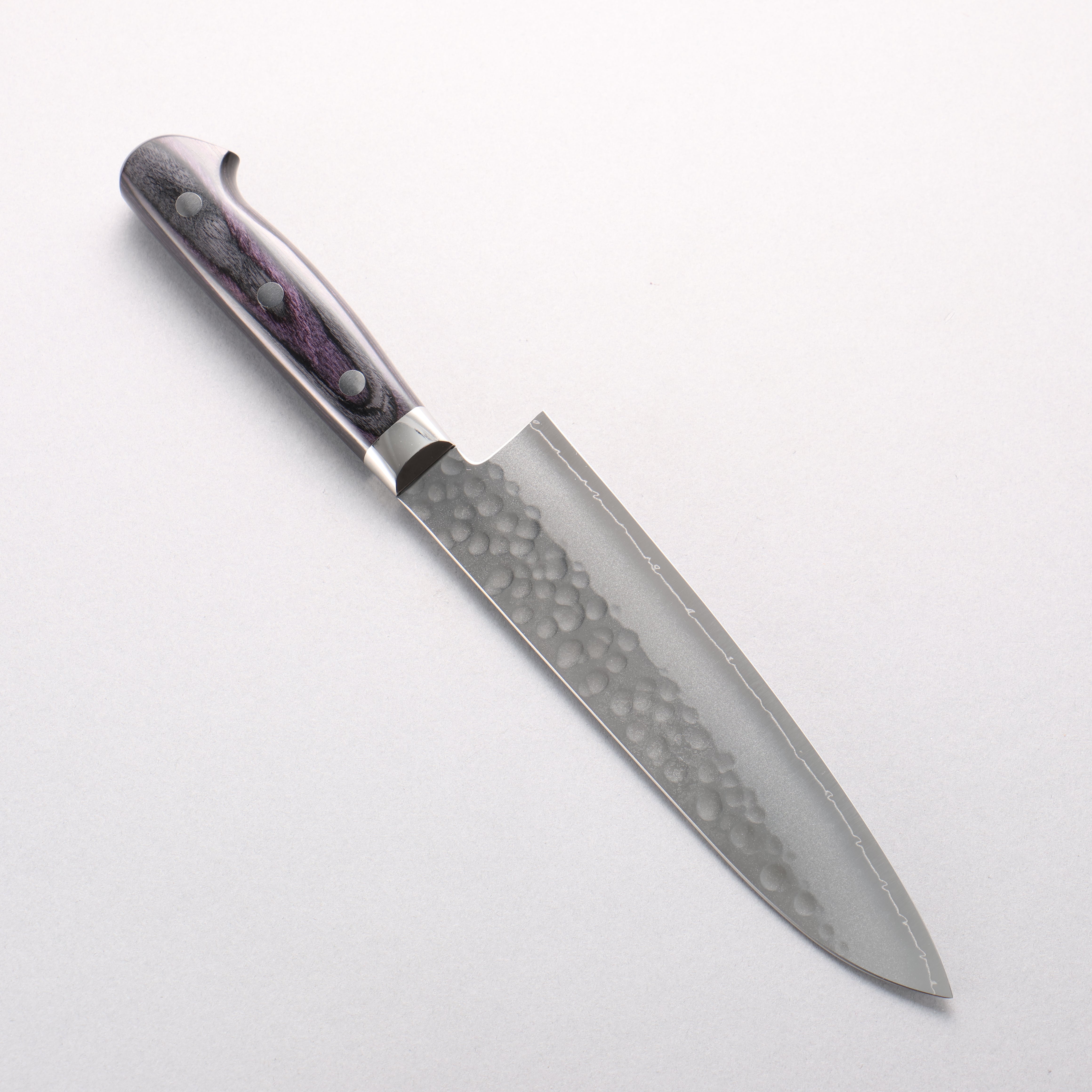 Yoshimi Kato SG2 Maru Hammered Gyuto 180mm Purple Pakkawood Handle - Seisuke Knife