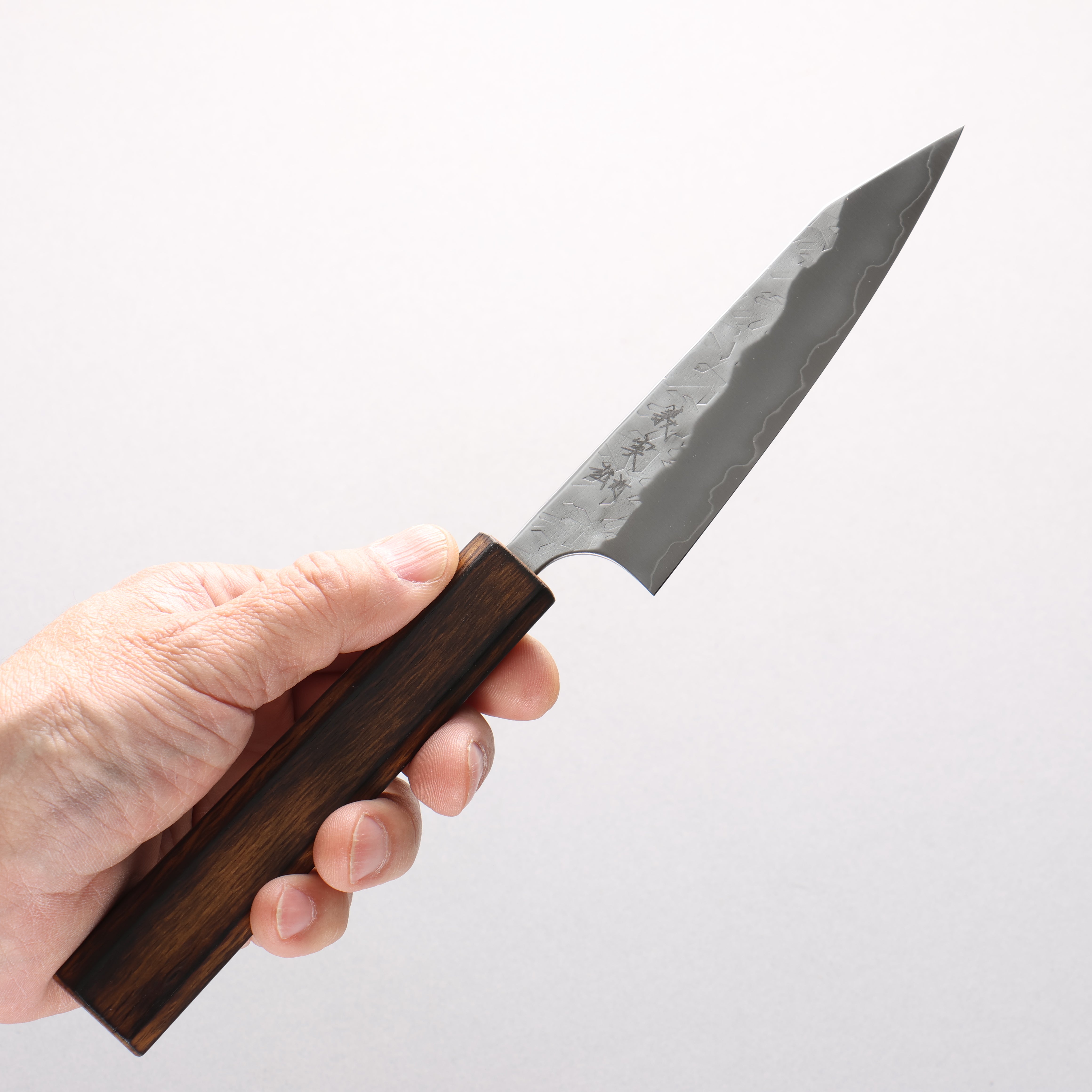 Yoshimi Kato Hyo SG2 Hammered Kiritsuke Petty-Utility 120mm Lacquered Burnt Oak Handle - Seisuke Knife