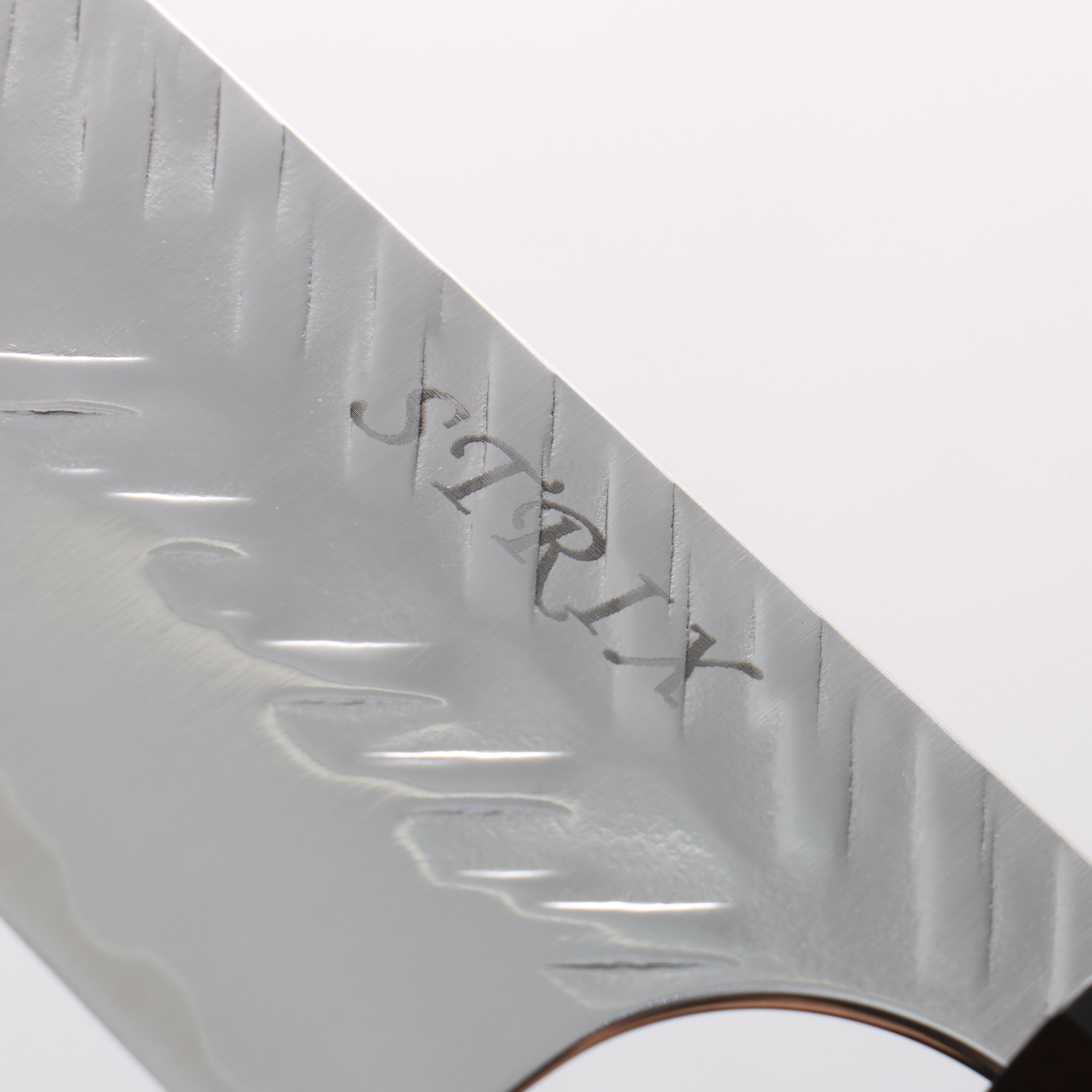 Yoshimi Kato SPG STRIX V-Hammered Kiritsuke Gyuto 210mm Ebony & Blue Ring Handle - Seisuke Knife