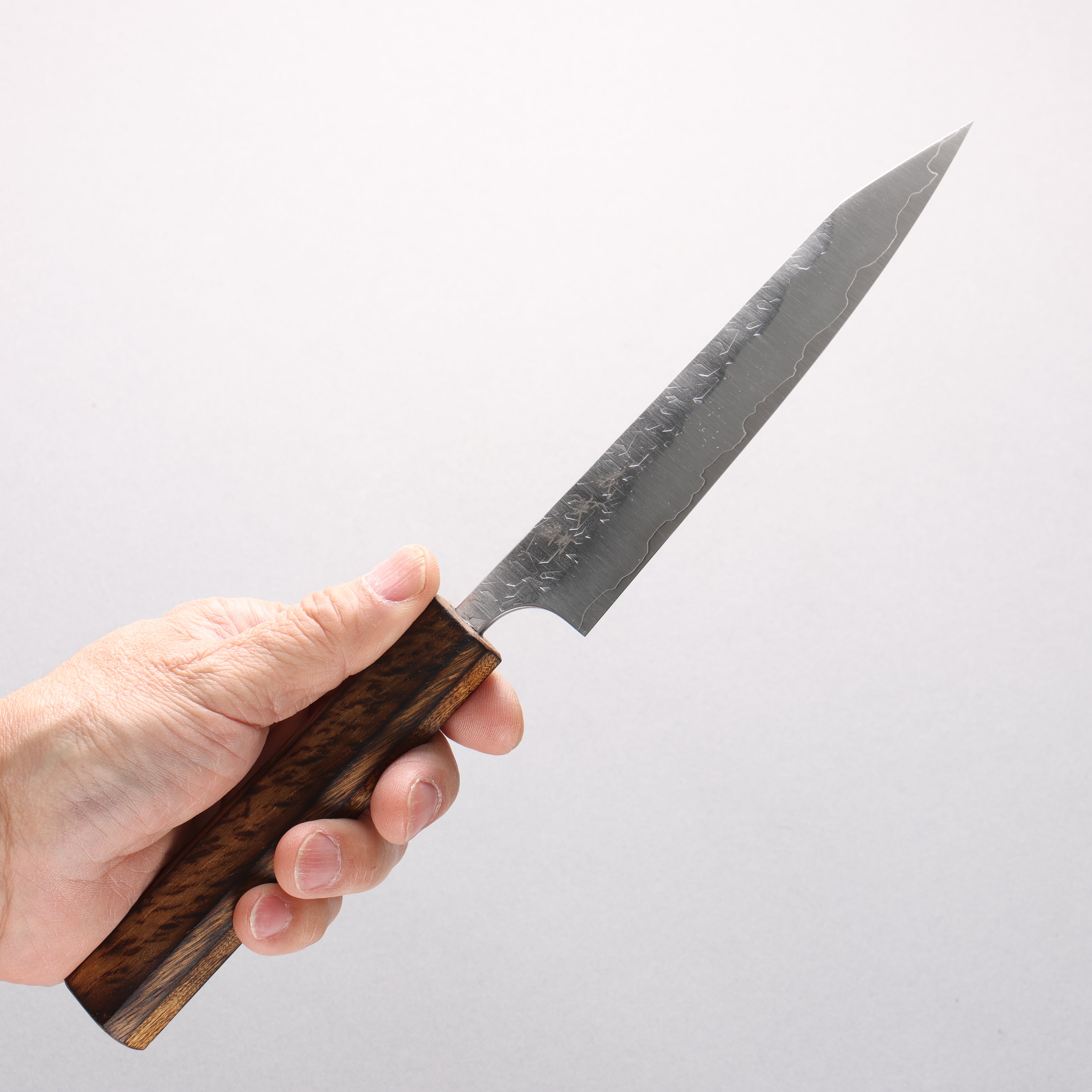 Yoshimi Kato Hyo SG2 Hammered Kiritsuke Petty-Utility 150mm Lacquered Burnt Oak Handle - Seisuke Knife